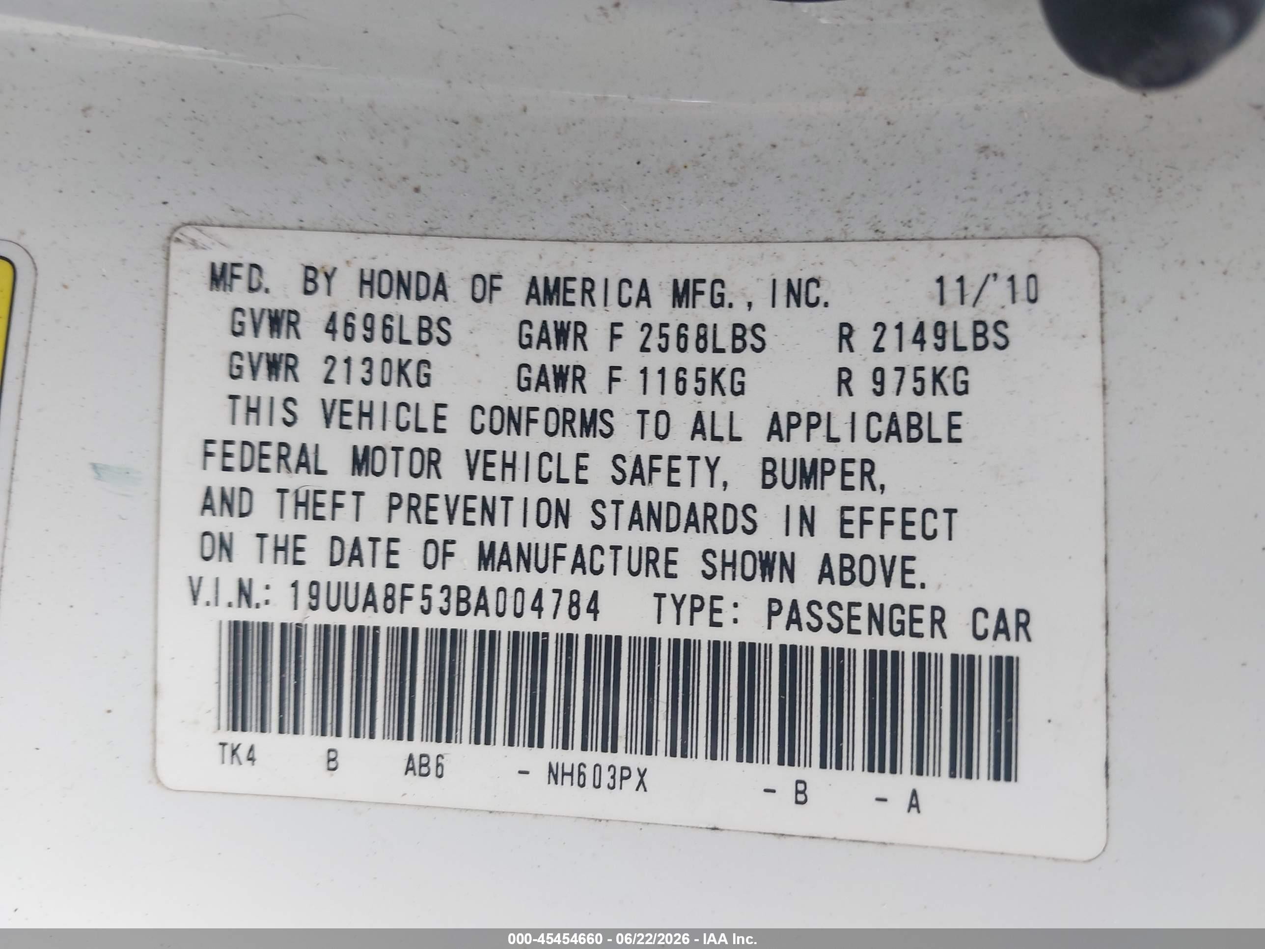 2011 Acura Tl 3.5 White vin: 19UUA8F53BA004784