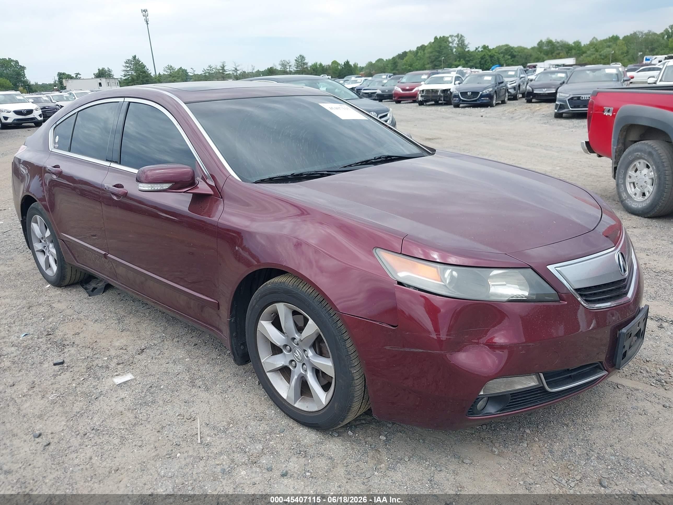 2012 Acura Tl 3.5 Burgundy vin: 19UUA8F53CA016628
