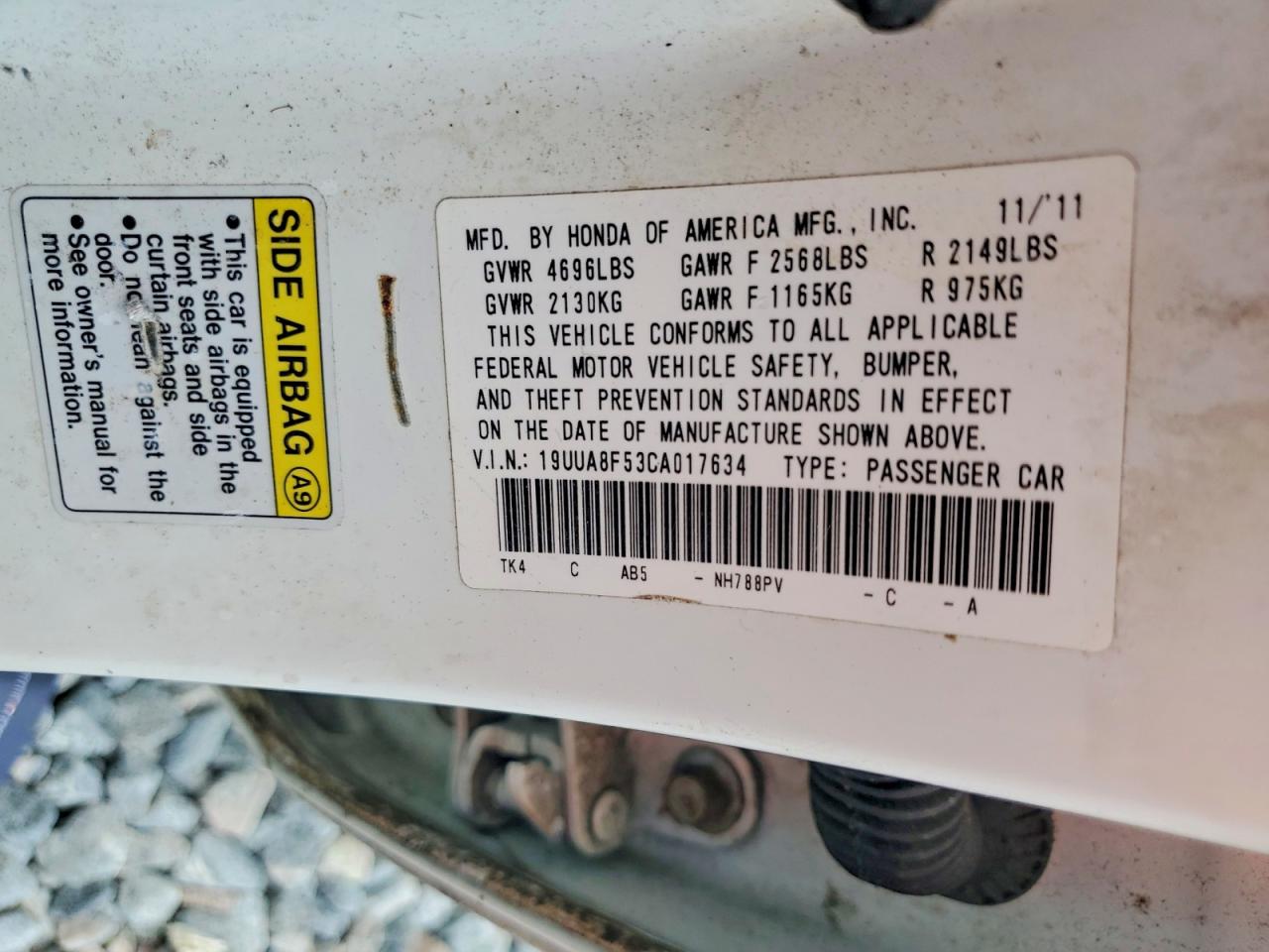 2012 Acura Tl White vin: 19UUA8F53CA017634