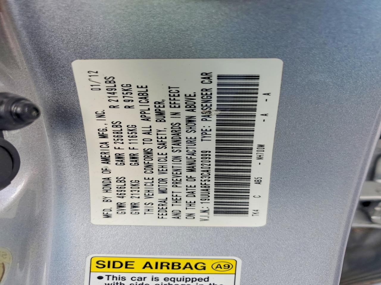 2012 Acura Tl Серебряный vin: 19UUA8F53CA020999