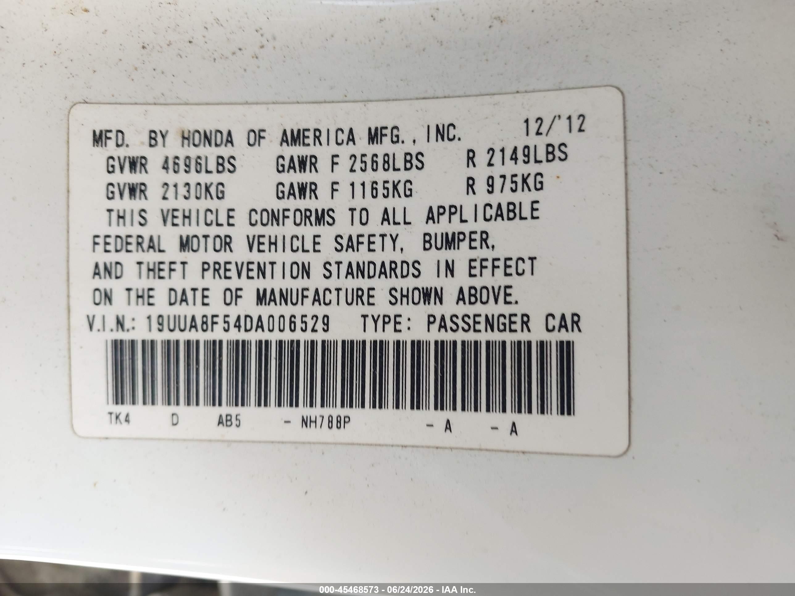 2013 Acura Tl 3.5 White vin: 19UUA8F54DA006529