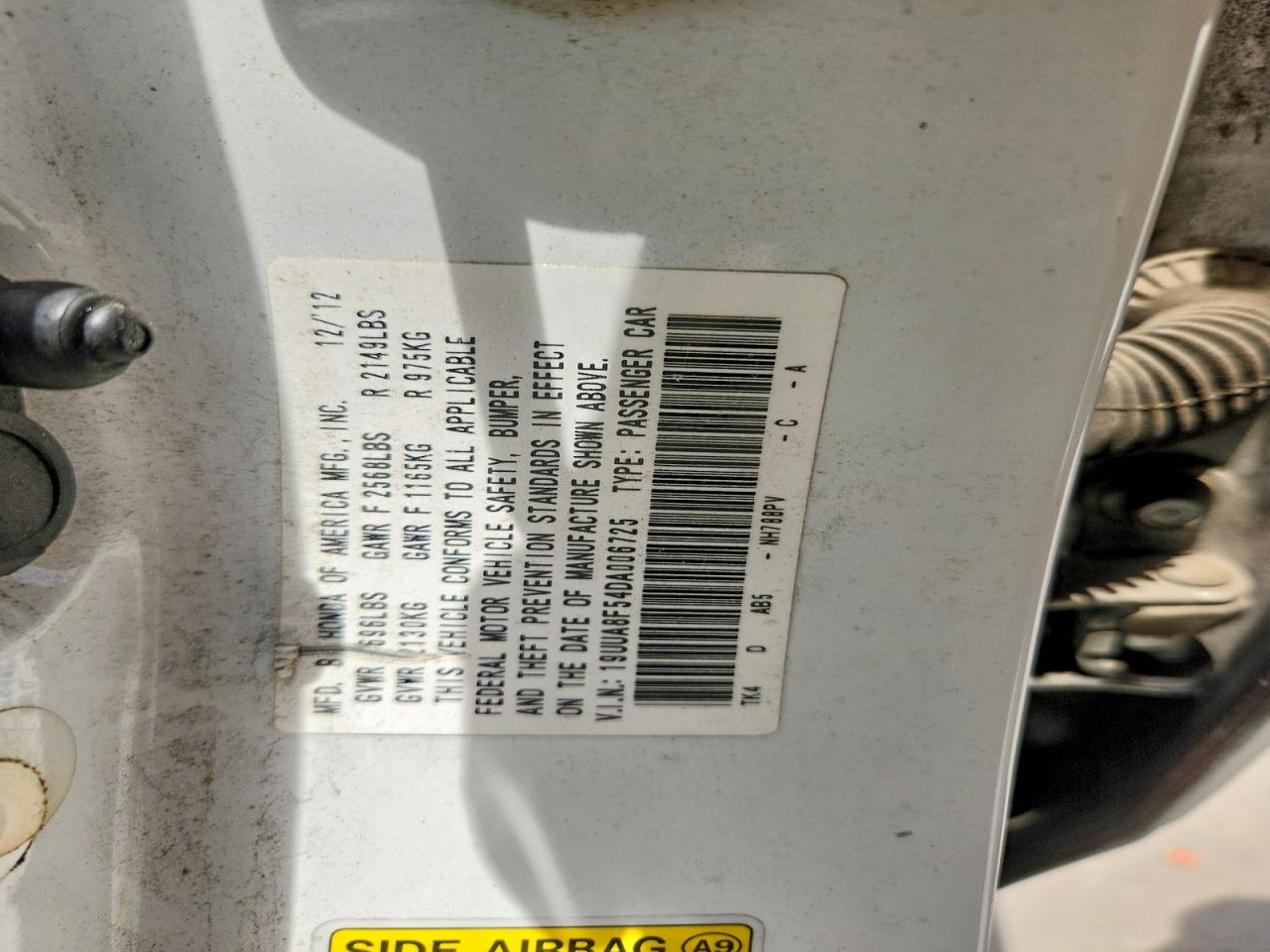 2013 Acura Tl Tech White vin: 19UUA8F54DA006725