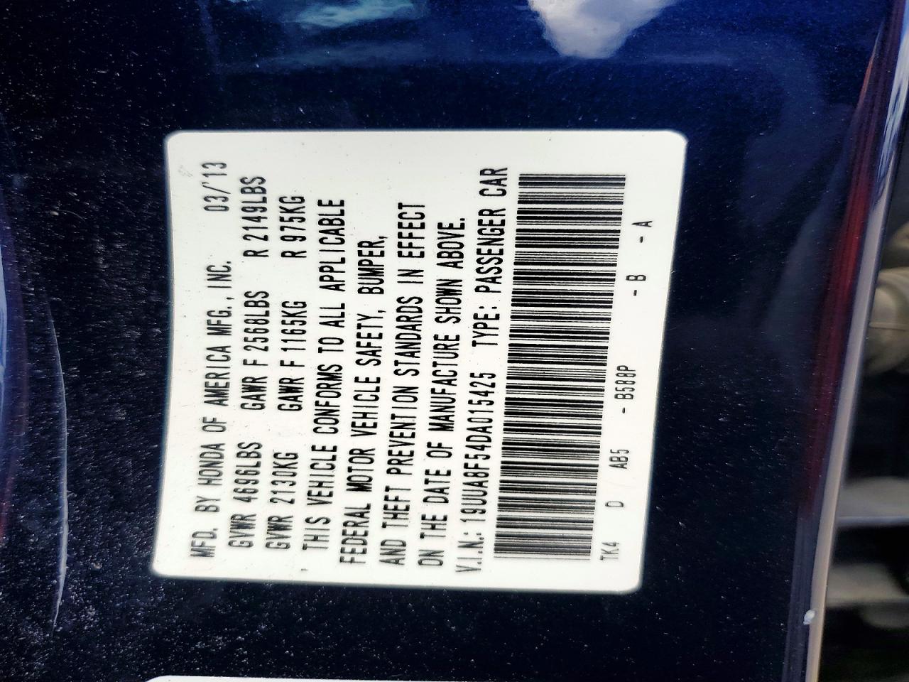 2013 Acura Tl Tech Blue vin: 19UUA8F54DA015425