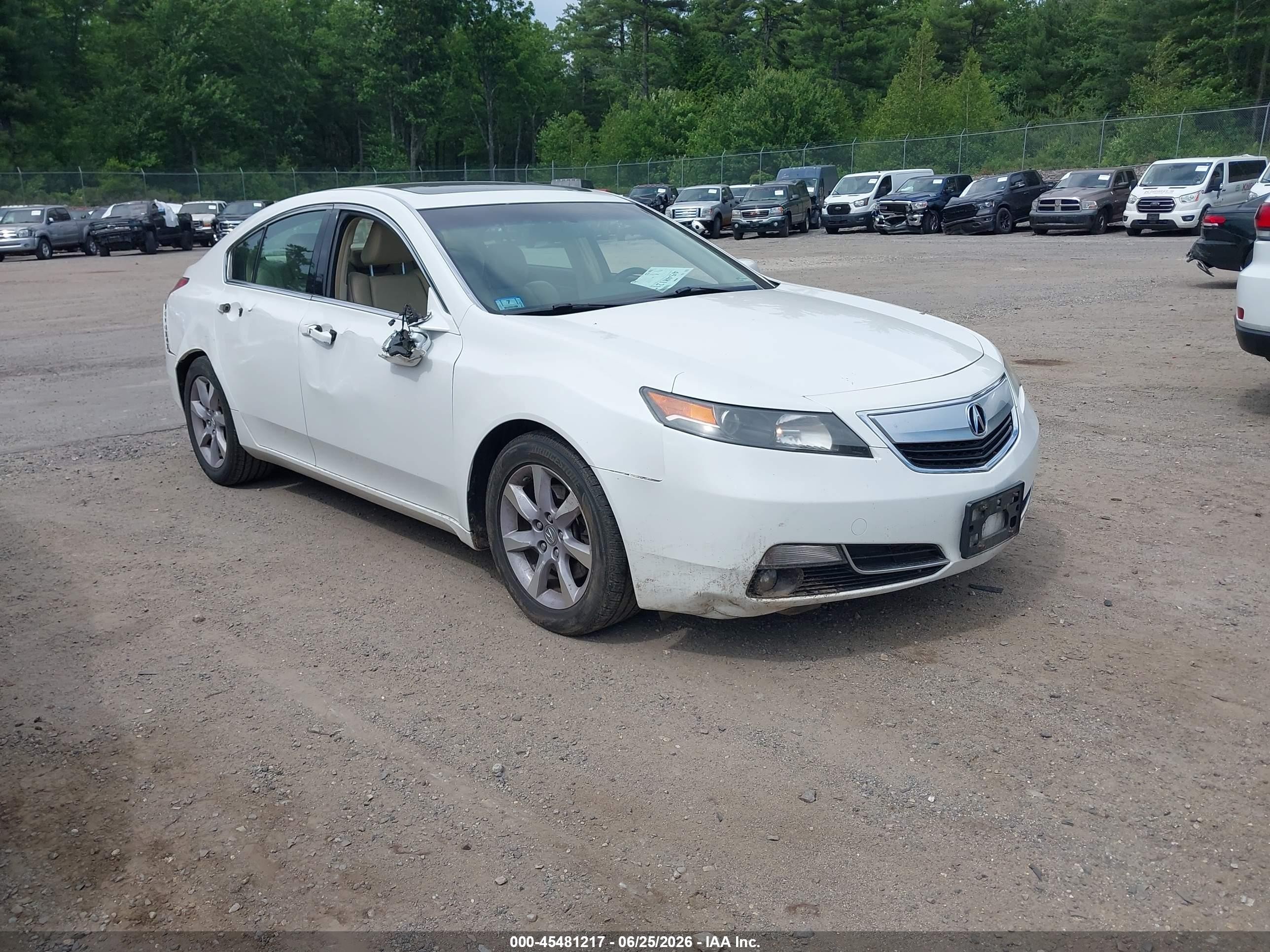 2013 Acura Tl 3.5 White vin: 19UUA8F54DA017255