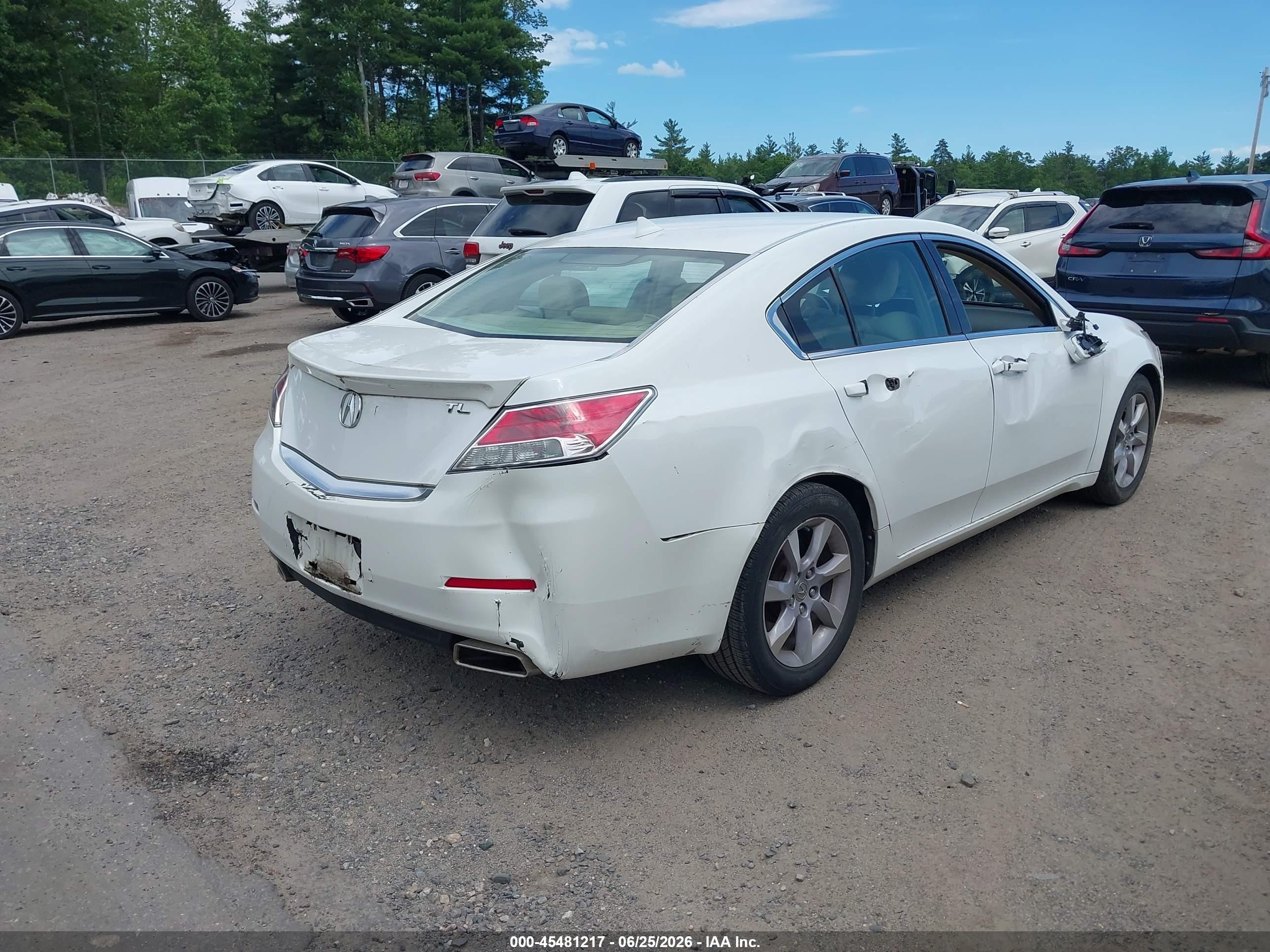 2013 Acura Tl 3.5 White vin: 19UUA8F54DA017255