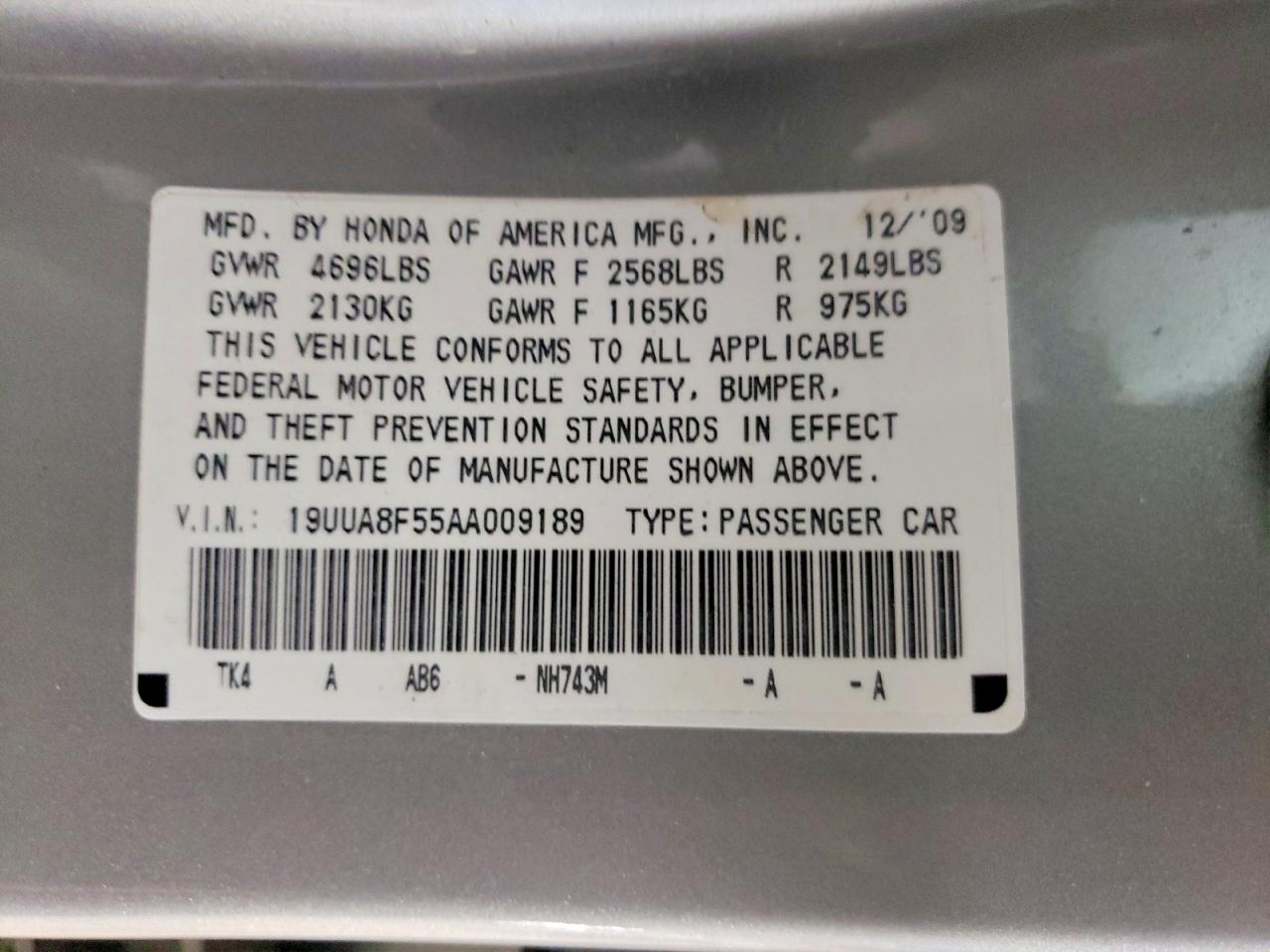 2010 Acura Tl Silver vin: 19UUA8F55AA009189