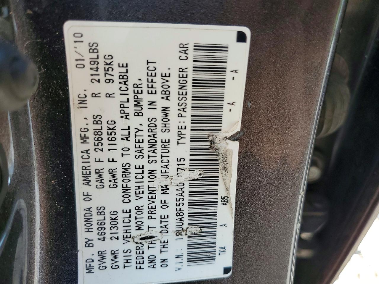 2010 Acura Tl Charcoal vin: 19UUA8F55AA010715