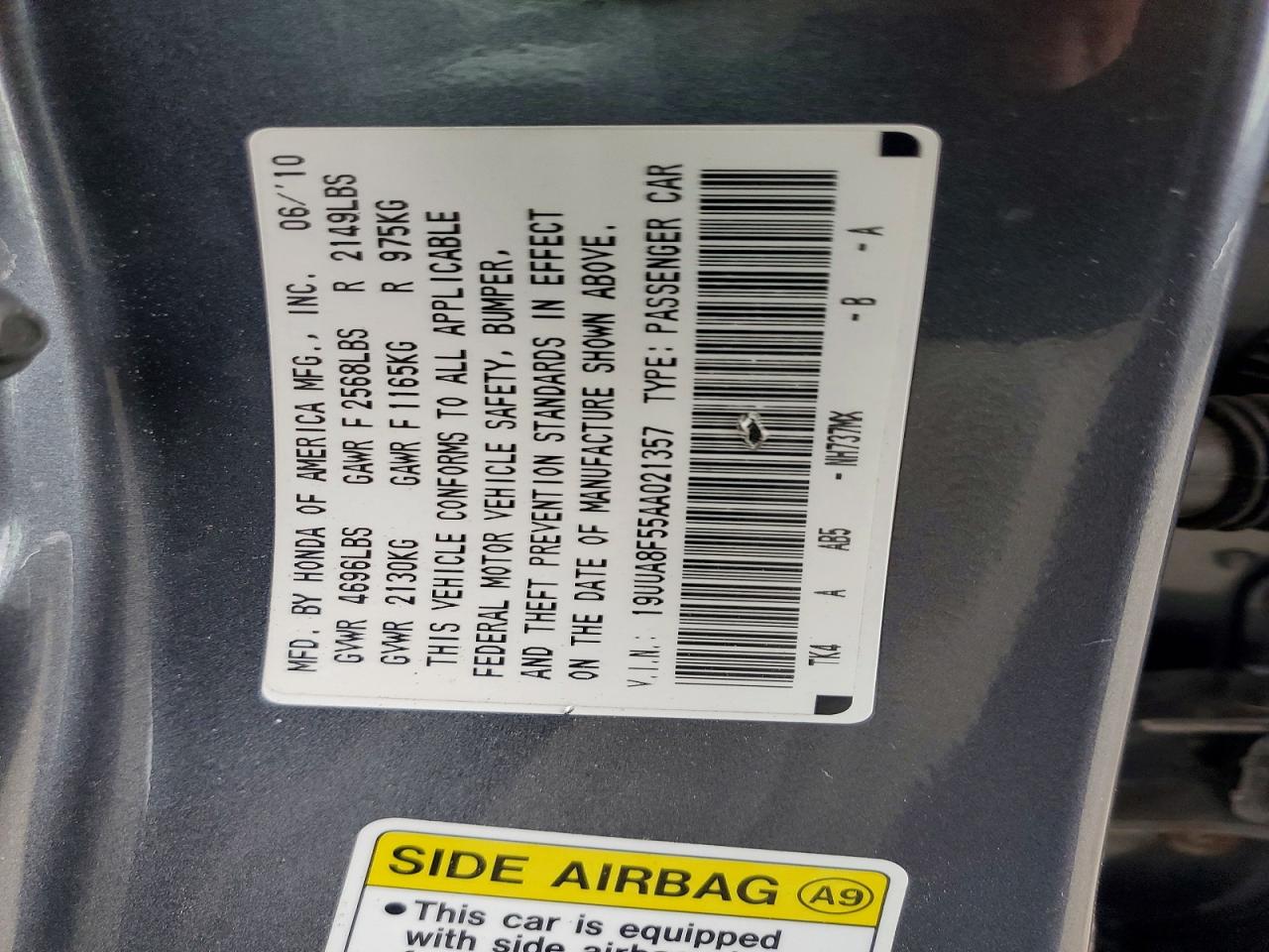 2010 Acura Tl Gray vin: 19UUA8F55AA021357