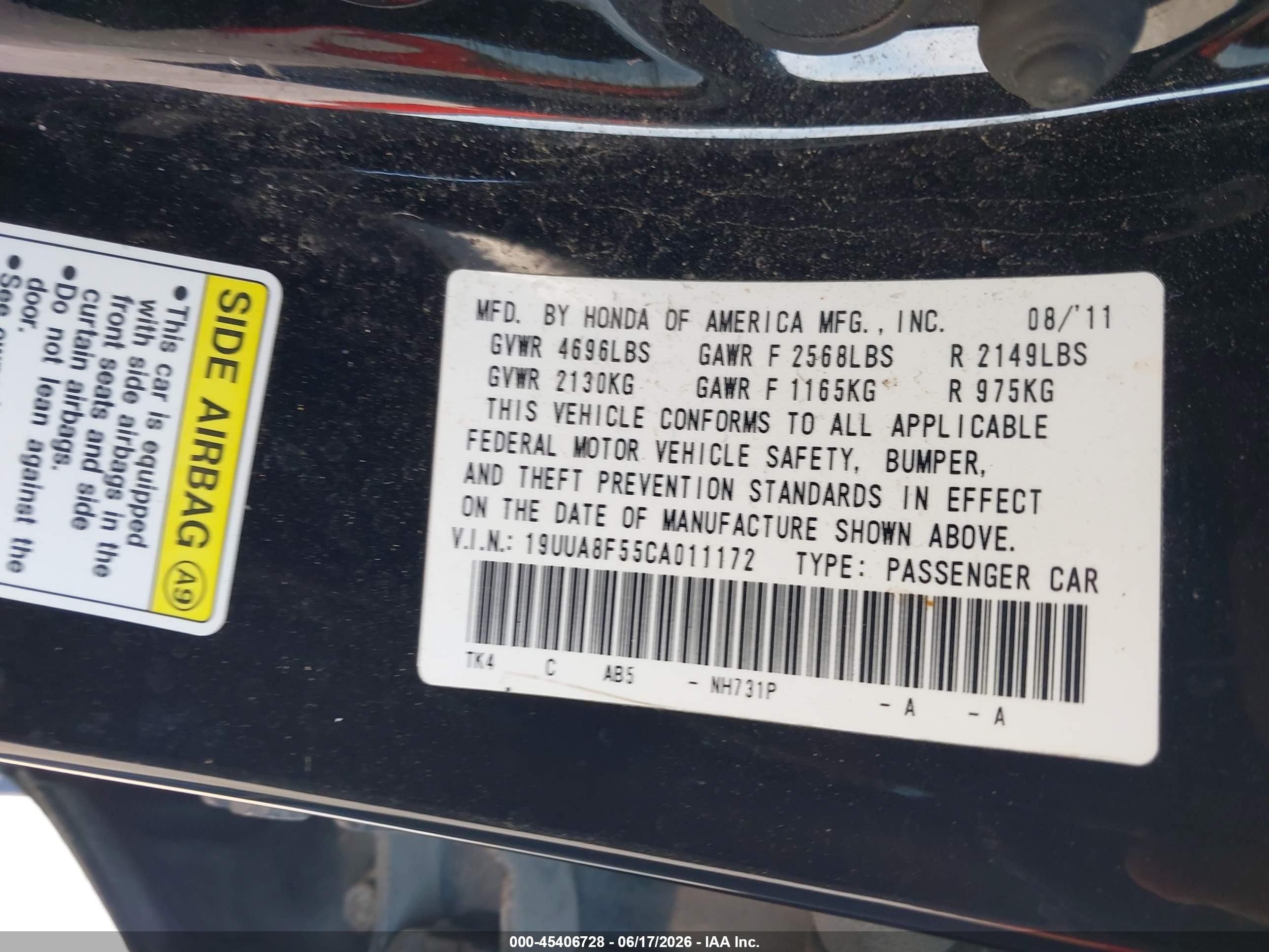 2012 Acura Tl 3.5 Black vin: 19UUA8F55CA011172