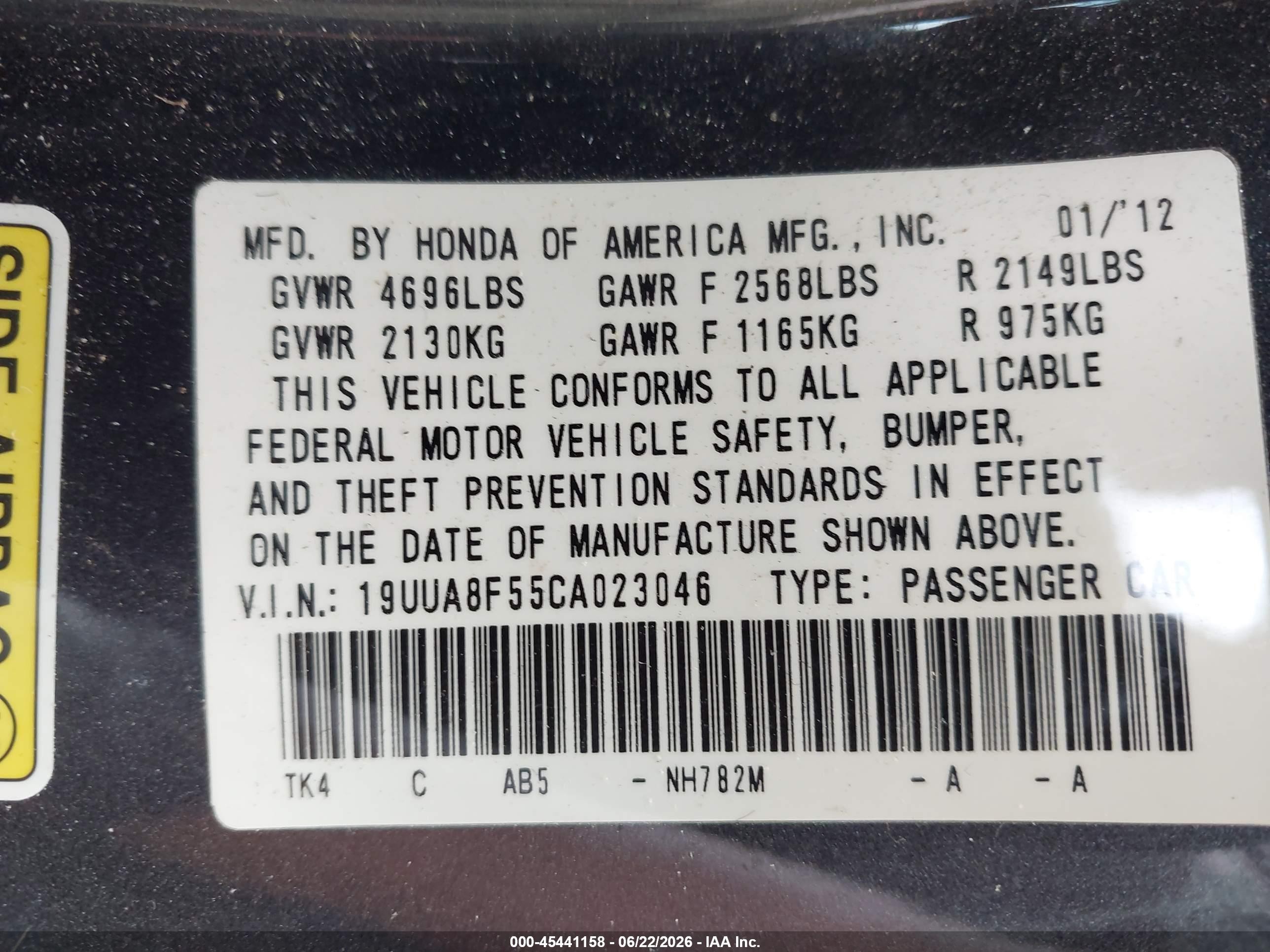 2012 Acura Tl 3.5 Черный vin: 19UUA8F55CA023046