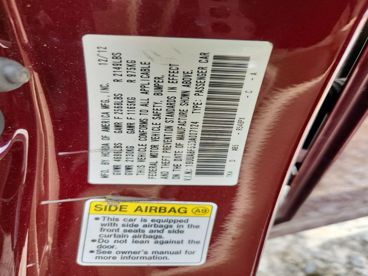 2013 Acura Tl Tech Burgundy vin: 19UUA8F55DA007124