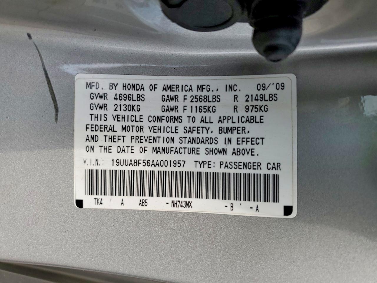 2010 Acura Tl Silver vin: 19UUA8F56AA001957