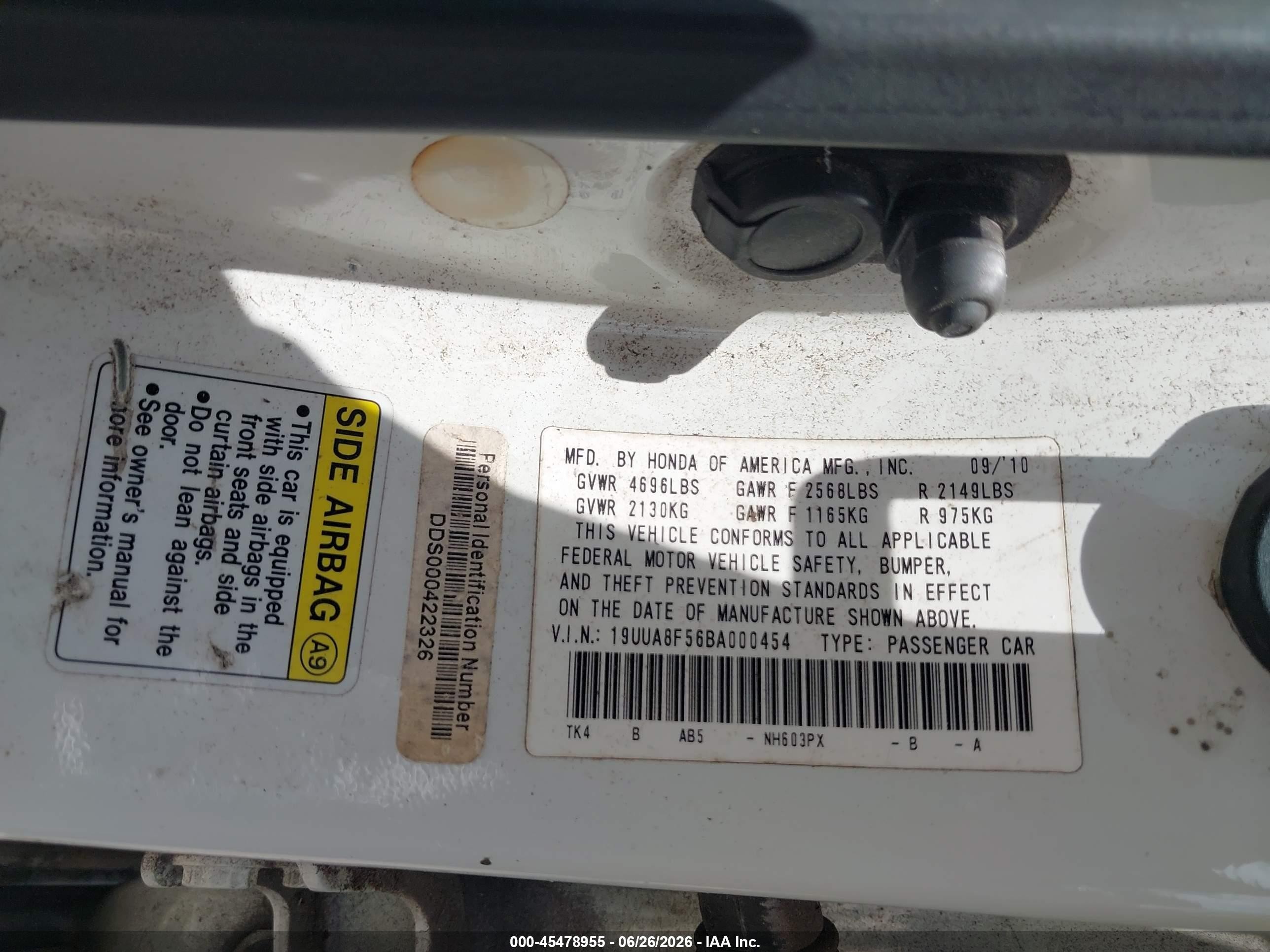 2011 Acura Tl 3.5 White vin: 19UUA8F56BA000454