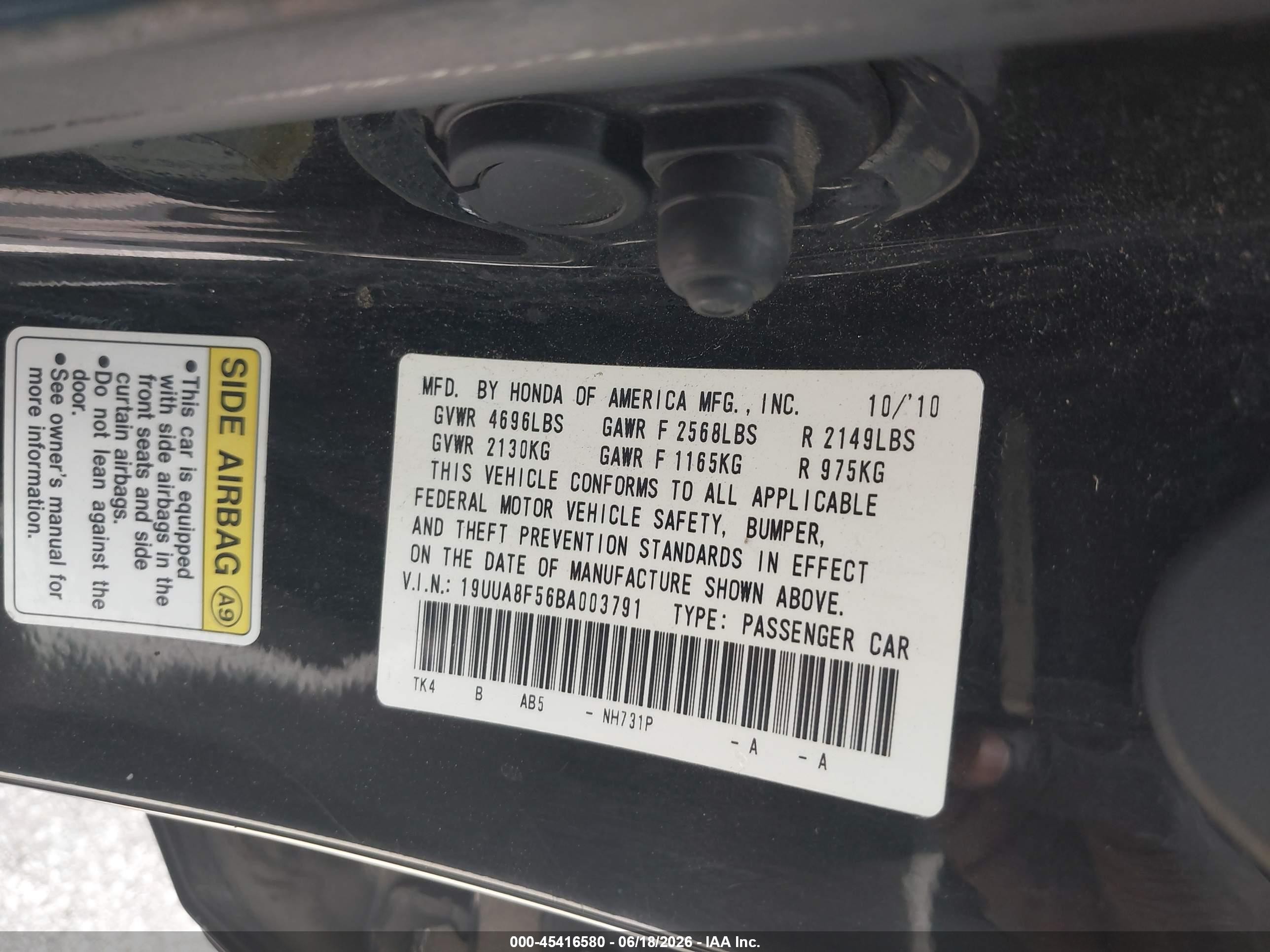 2011 Acura Tl 3.5 Black vin: 19UUA8F56BA003791