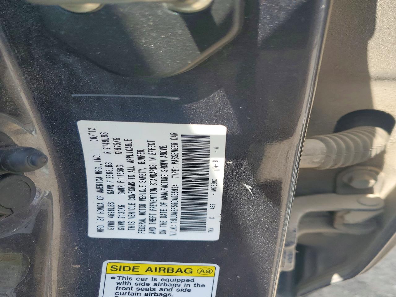 2012 Acura Tl Black vin: 19UUA8F56CA035934