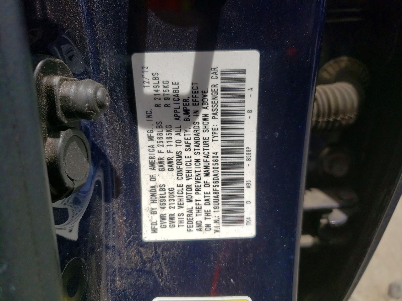 2013 Acura Tl Tech Blue vin: 19UUA8F56DA005804