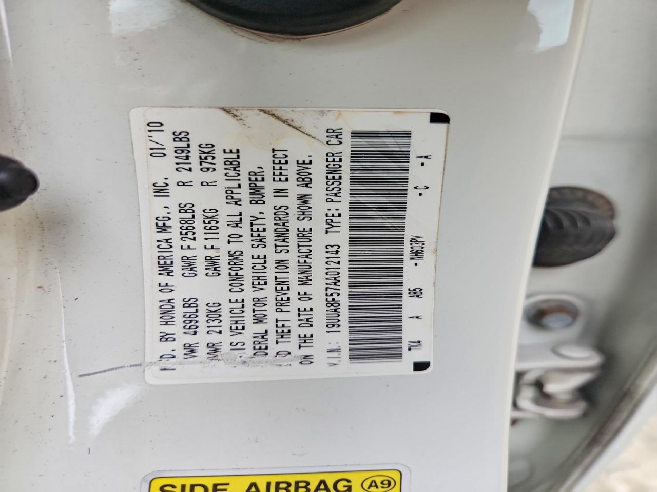 2010 Acura Tl White vin: 19UUA8F57AA012143