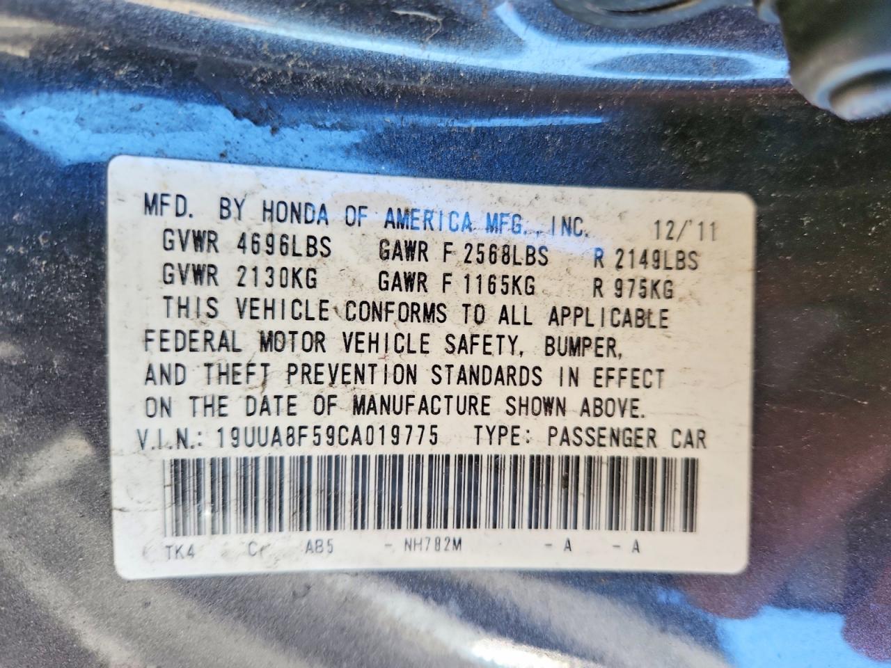 2012 Acura Tl Black vin: 19UUA8F59CA019775