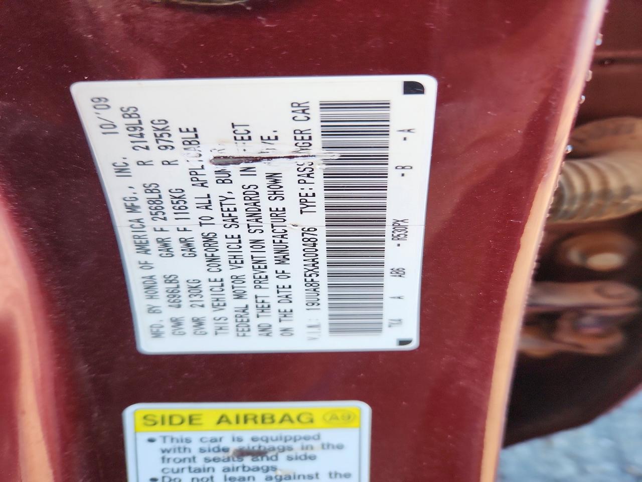 2010 Acura Tl Maroon vin: 19UUA8F5XAA004876