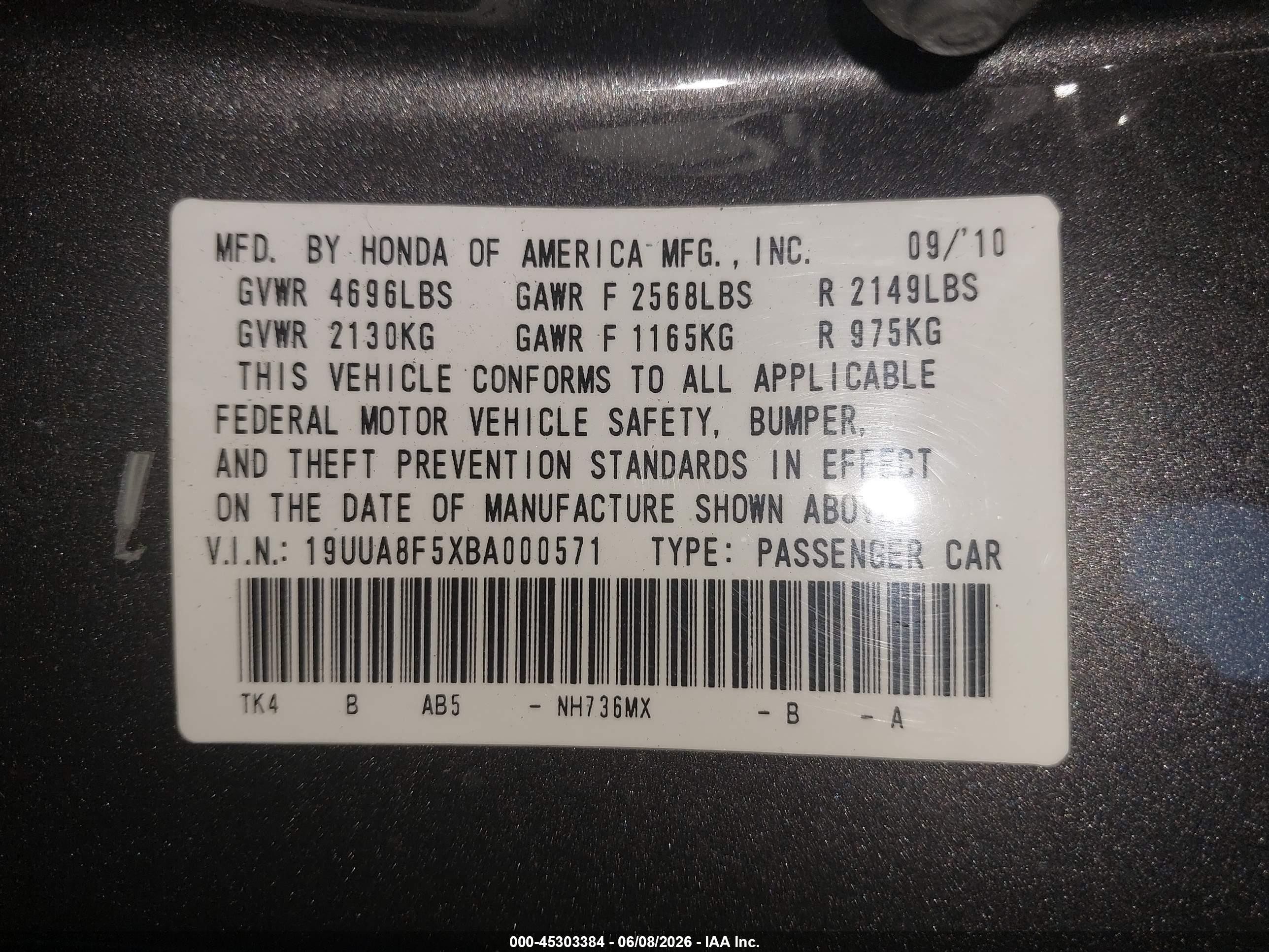 2011 Acura Tl 3.5 Gray vin: 19UUA8F5XBA000571