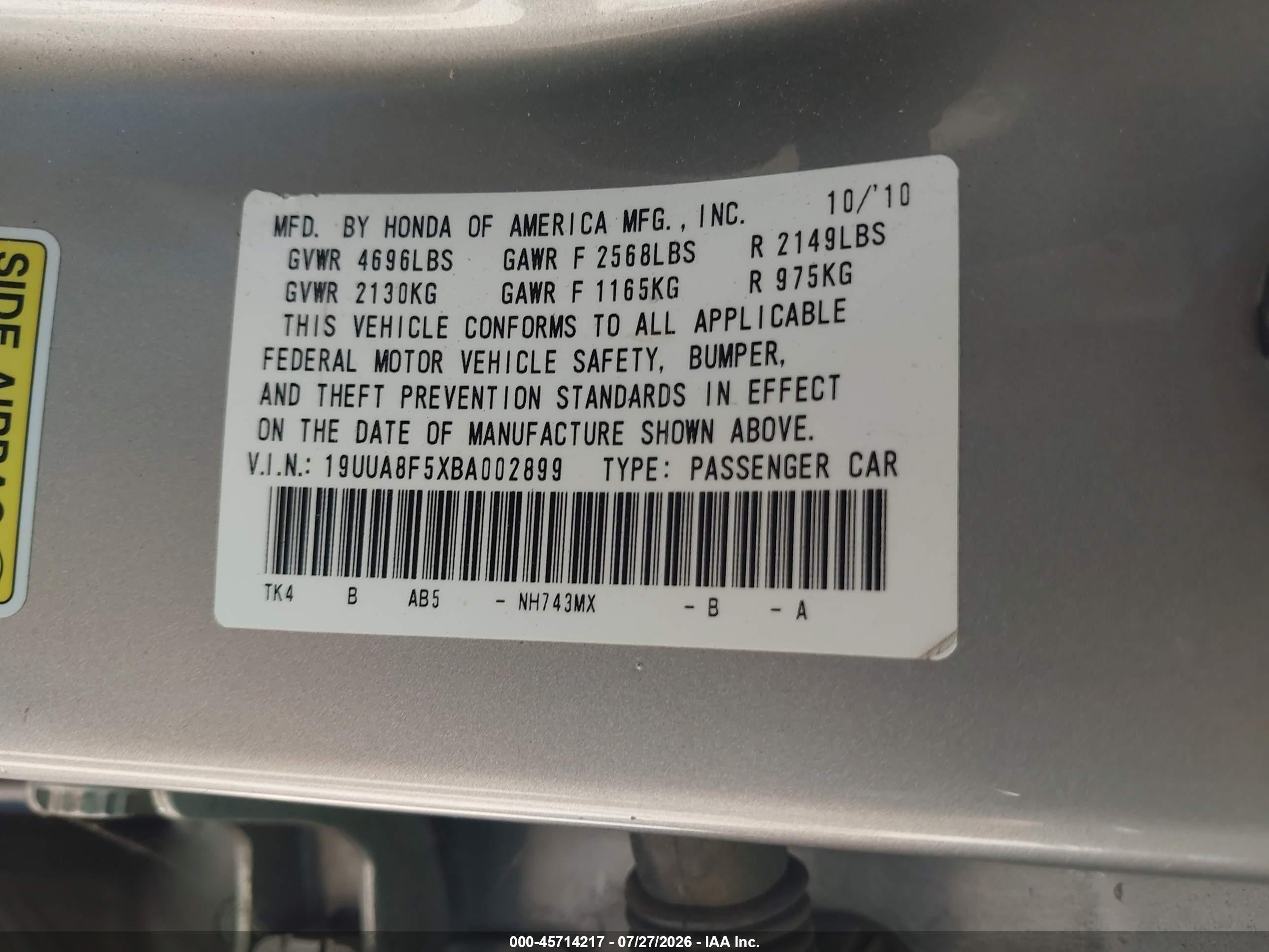 2011 Acura Tl 3.5 Gray vin: 19UUA8F5XBA002899