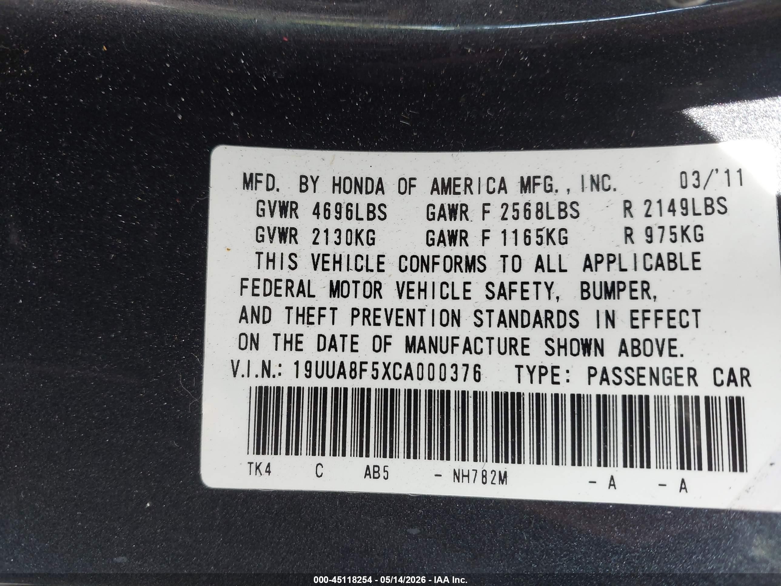 2012 Acura Tl 3.5 Black vin: 19UUA8F5XCA000376