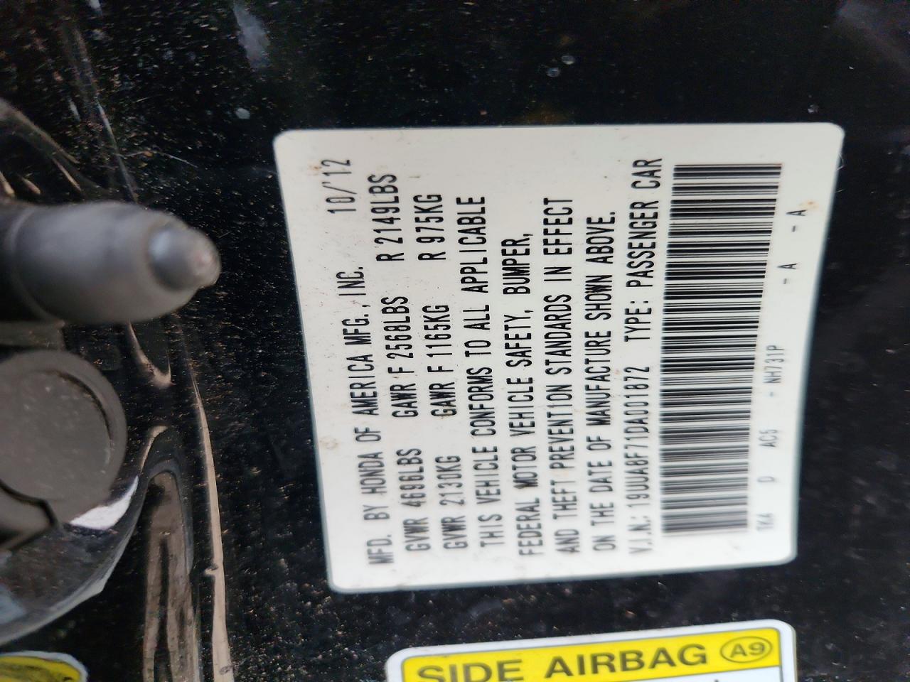 2013 Acura Tl Advance Black vin: 19UUA8F71DA001872