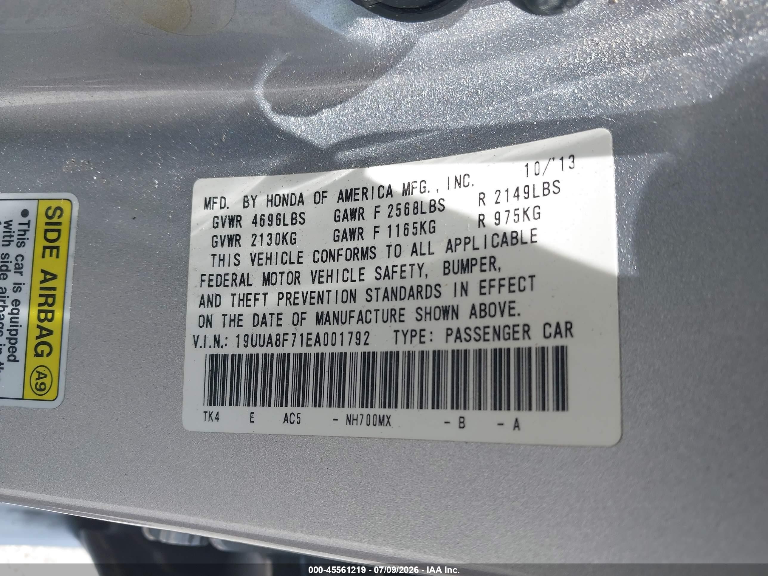 2014 Acura Tl 3.5 Silver vin: 19UUA8F71EA001792