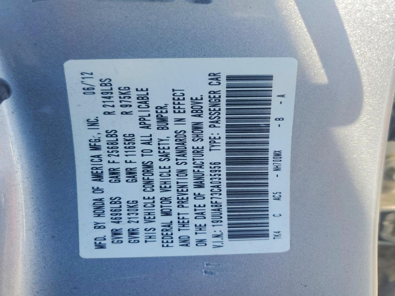 2012 Acura Tl Silver vin: 19UUA8F73CA035956