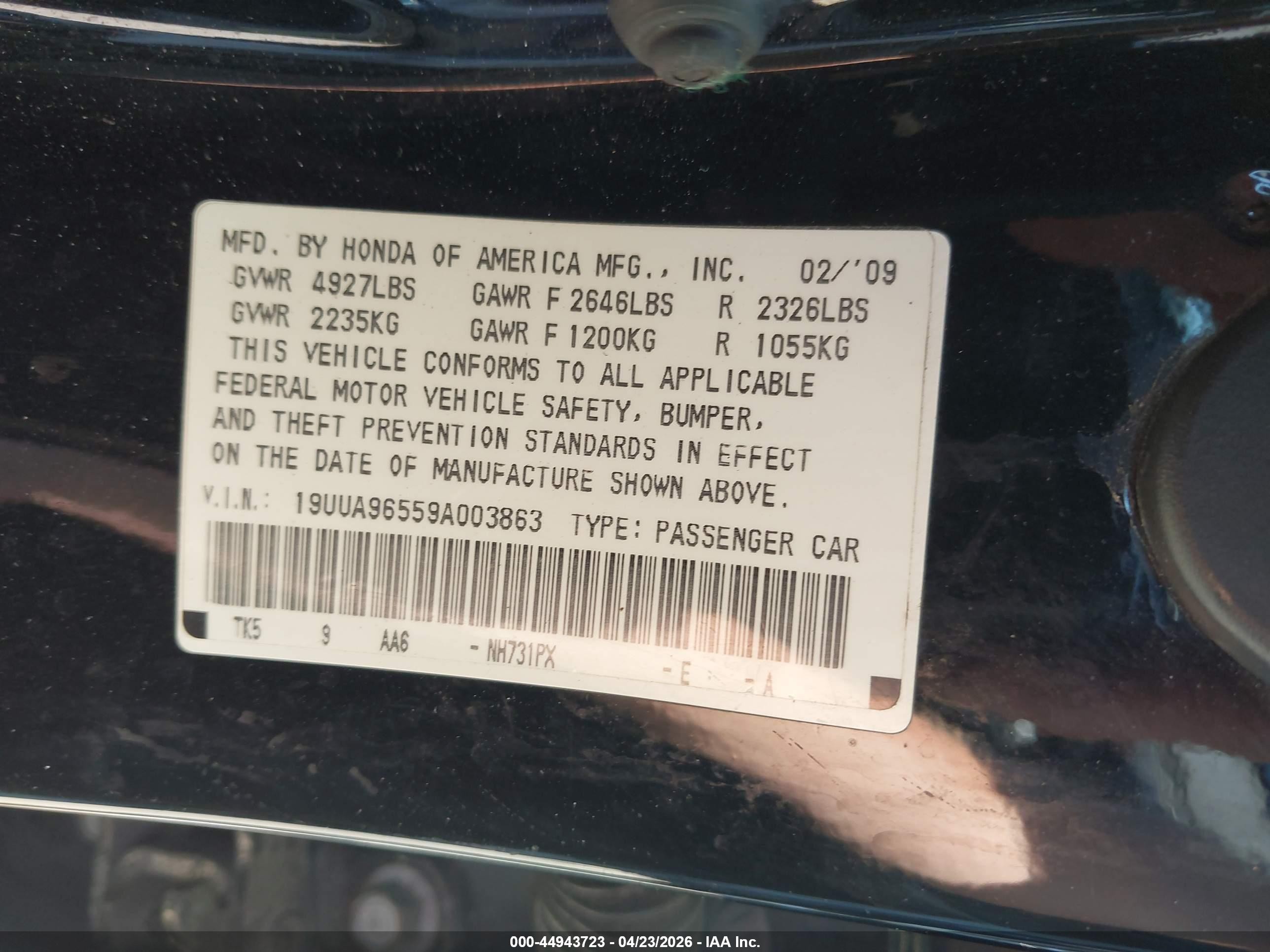 2009 Acura Tl 3.7 Black vin: 19UUA96559A003863