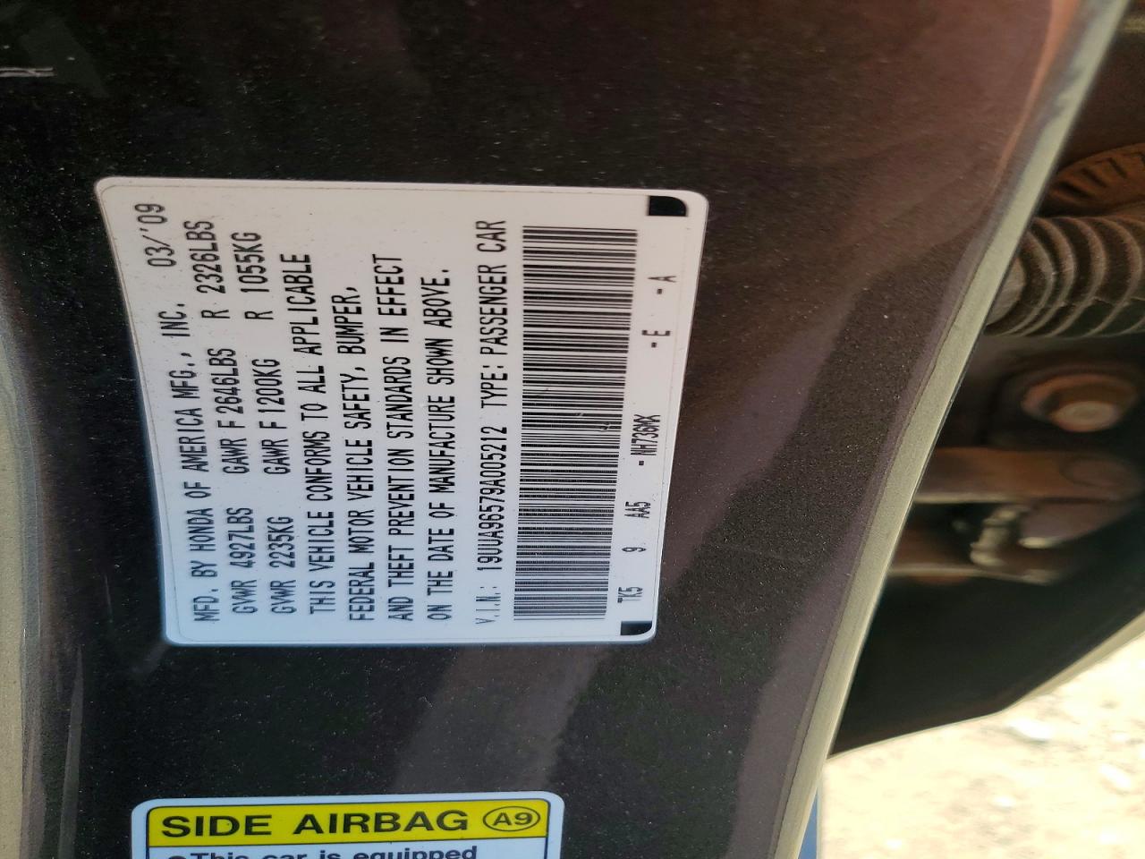 2009 Acura Tl Gray vin: 19UUA96579A005212