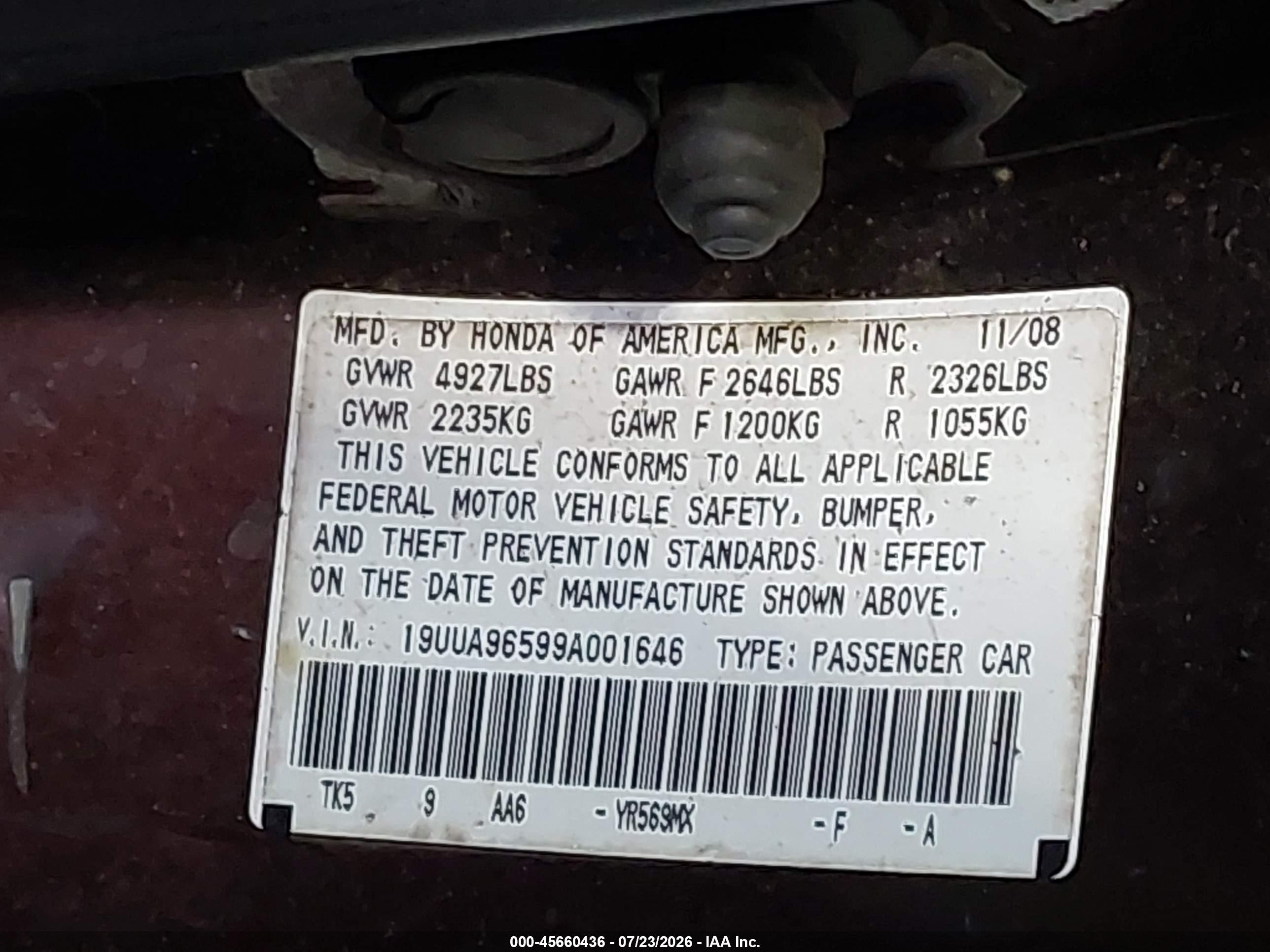 2009 Acura Tl 3.7 Brown vin: 19UUA96599A001646