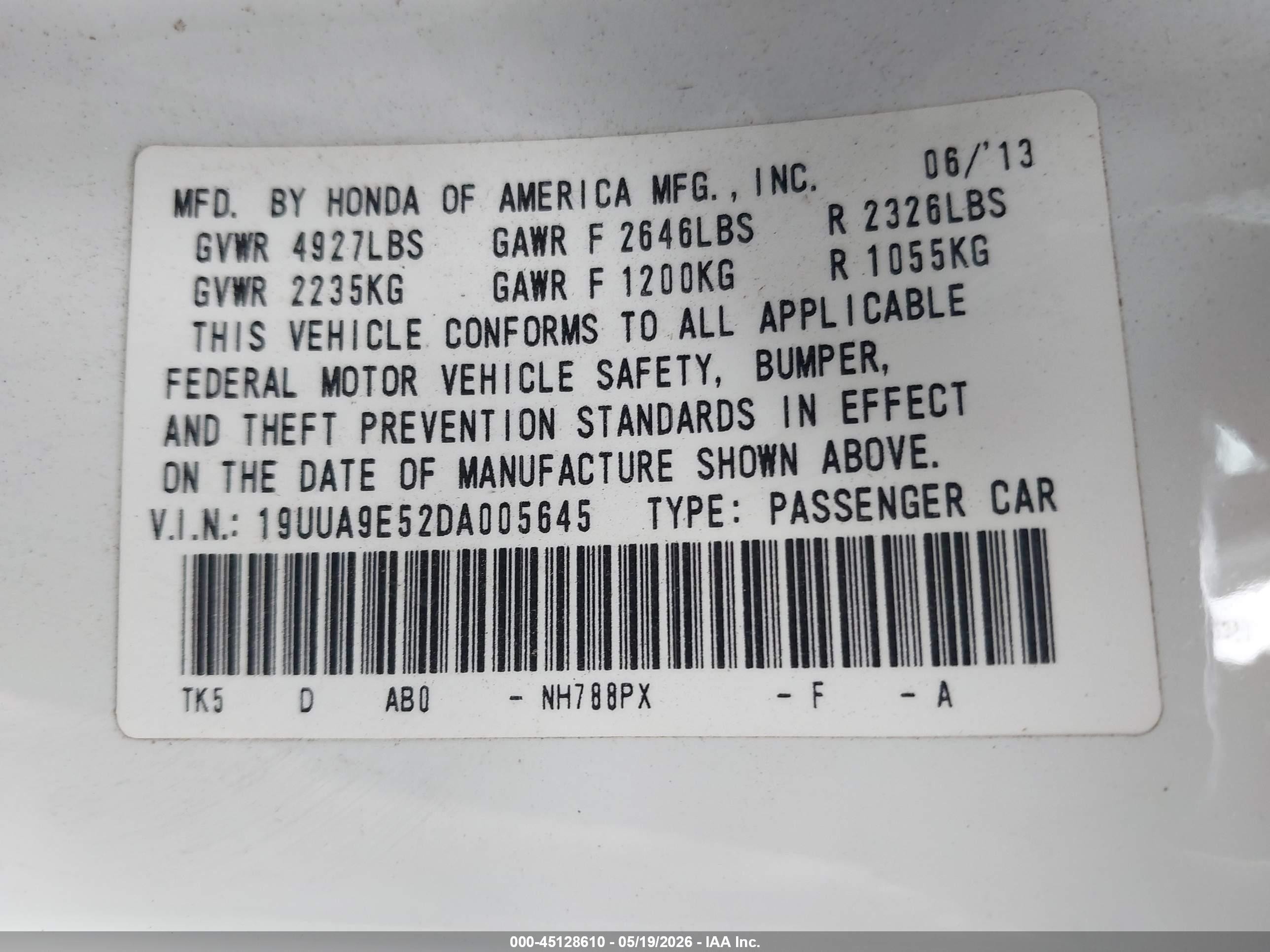 2013 Acura Tl 3.7 White vin: 19UUA9E52DA005645