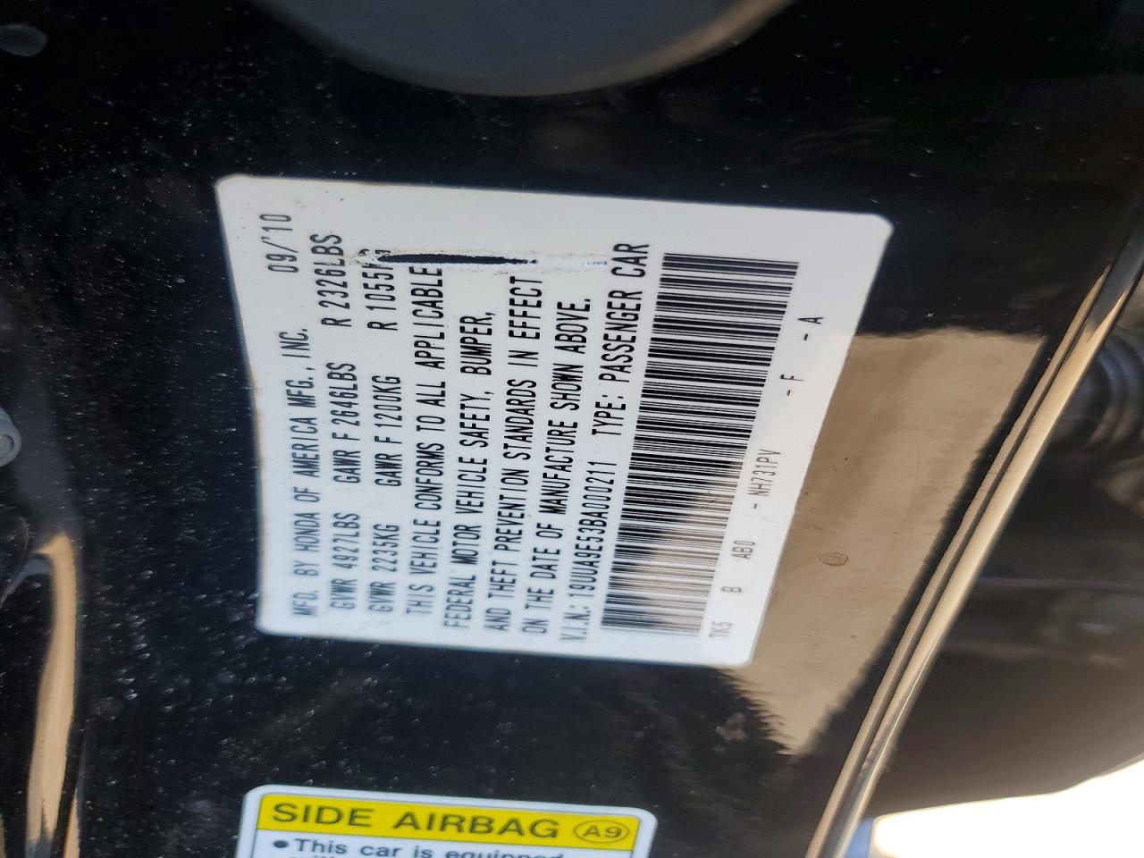 2011 Acura Tl Black vin: 19UUA9E53BA000211