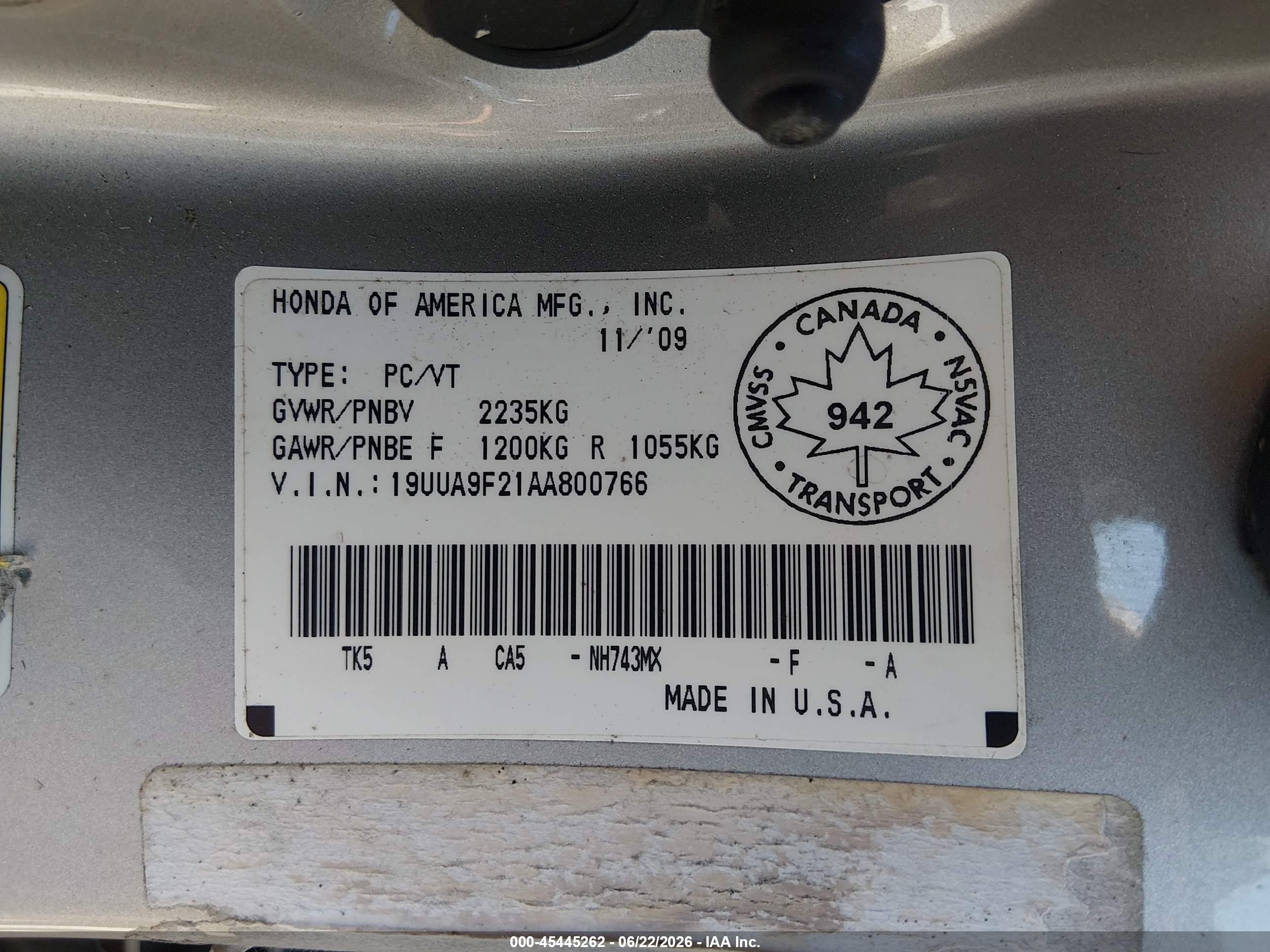2010 Acura Tl 3.7 Silver vin: 19UUA9F21AA800766