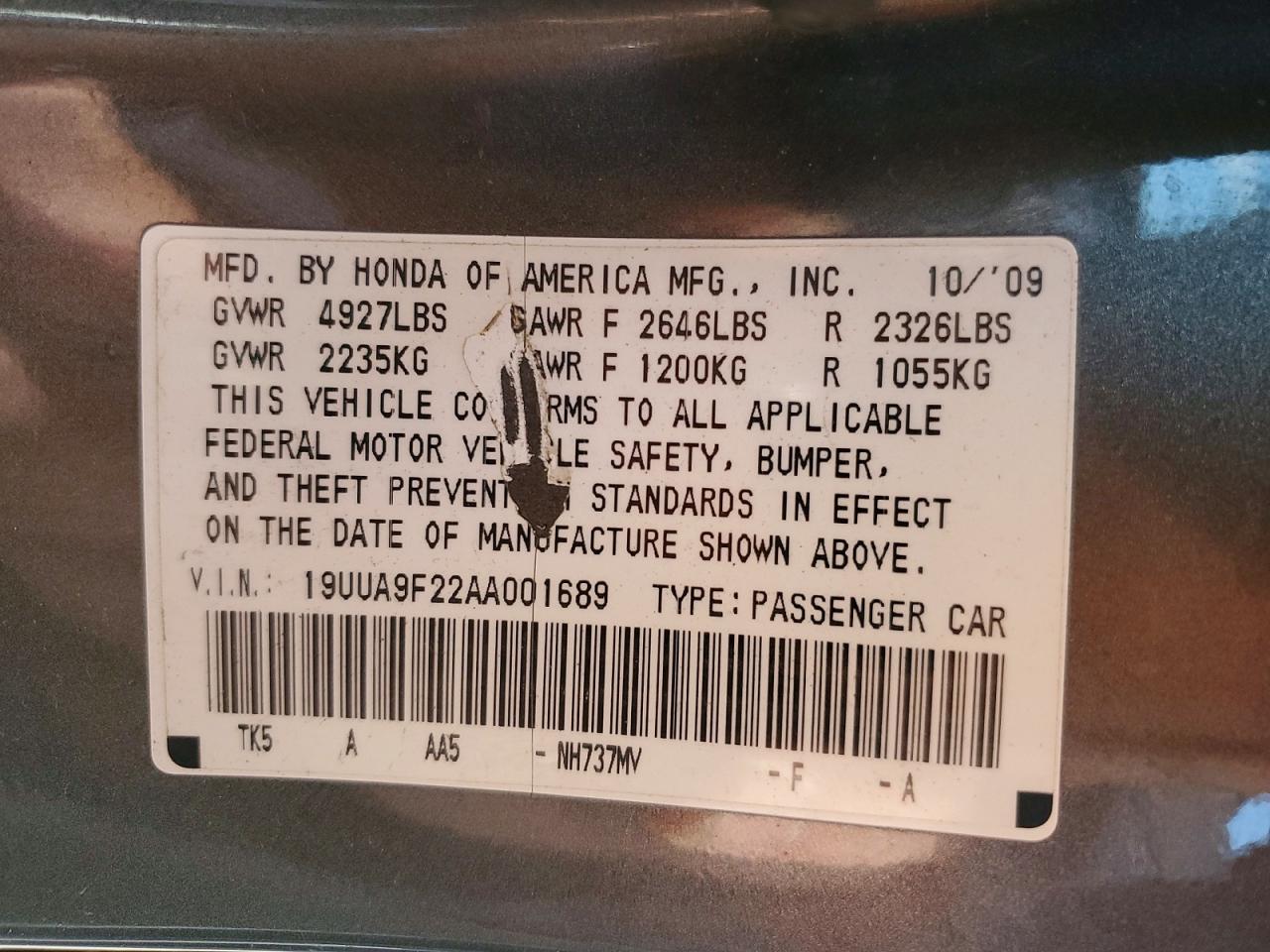 2010 Acura Tl Gray vin: 19UUA9F22AA001689