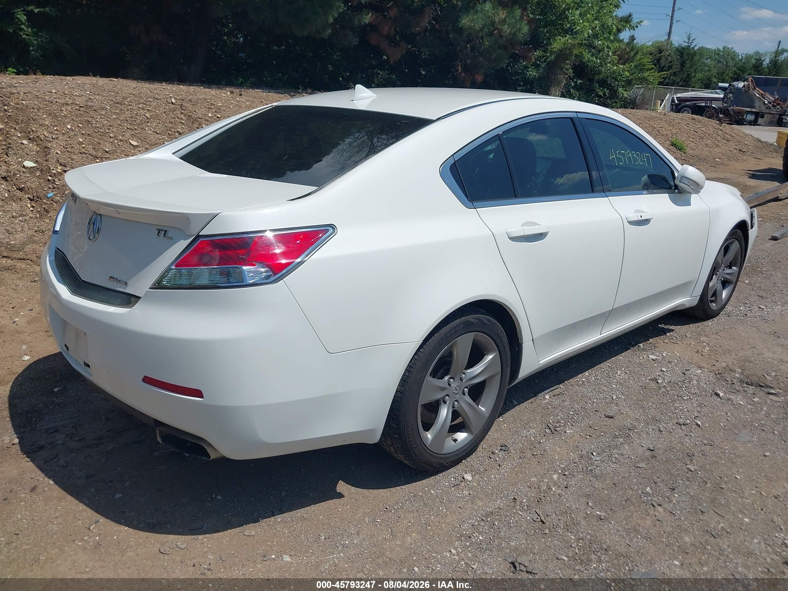2012 Acura Tl 3.7 White vin: 19UUA9F50CA011070