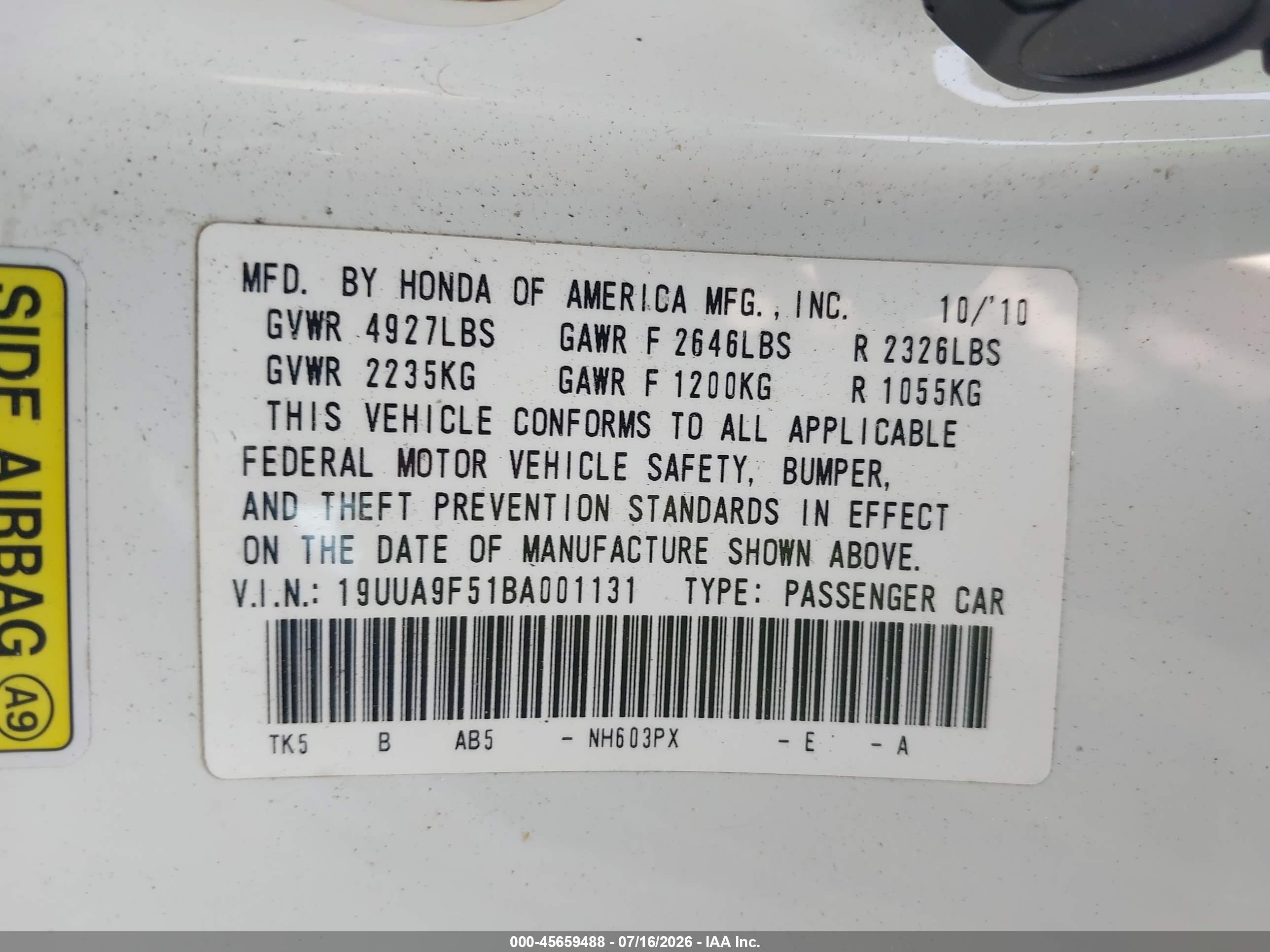 2011 Acura Tl 3.7 White vin: 19UUA9F51BA001131