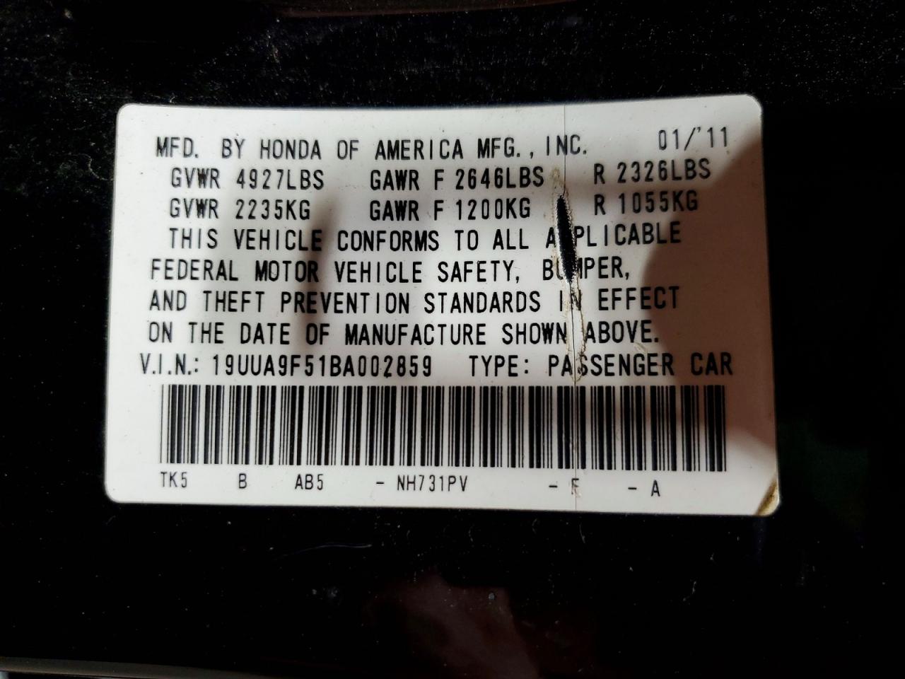 2011 Acura Tl Black vin: 19UUA9F51BA002859