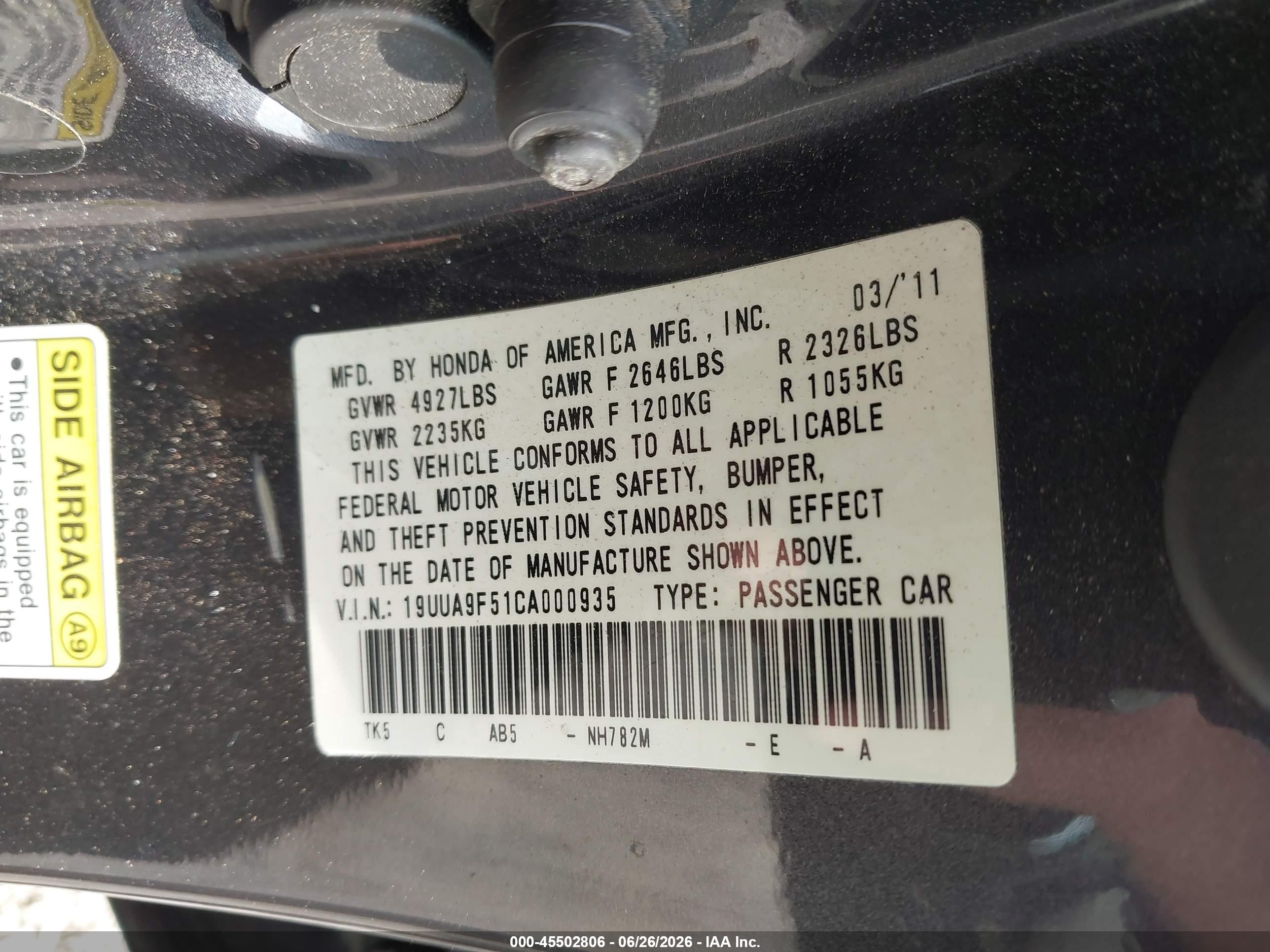 2012 Acura Tl 3.7 Gray vin: 19UUA9F51CA000935