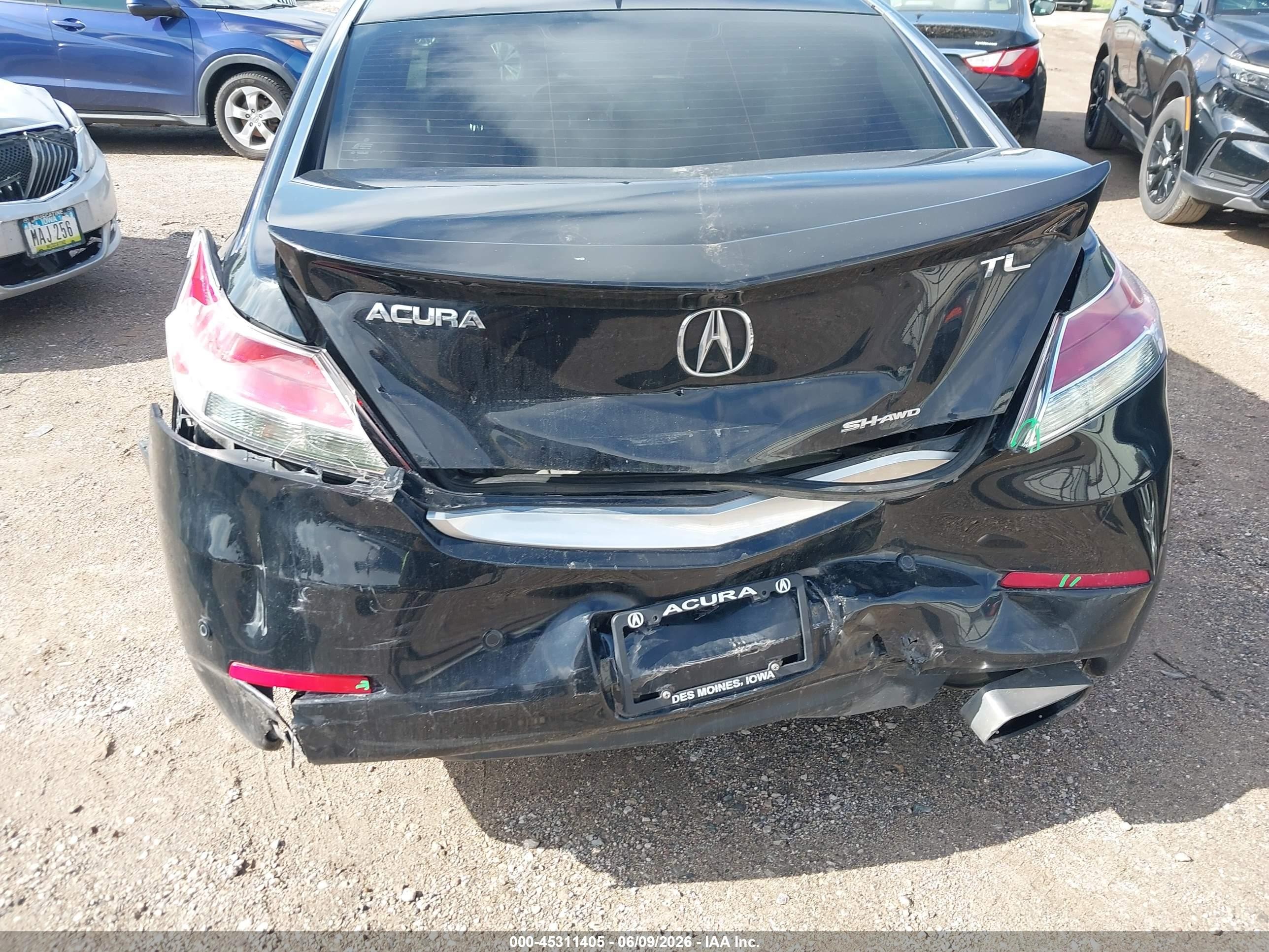 2012 Acura Tl 3.7 Black vin: 19UUA9F51CA004192
