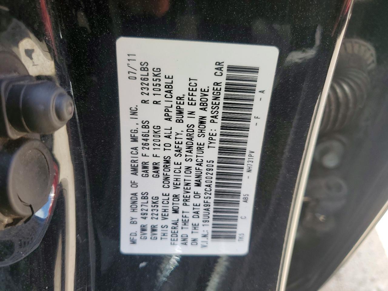 2012 Acura Tl Black vin: 19UUA9F52CA002905