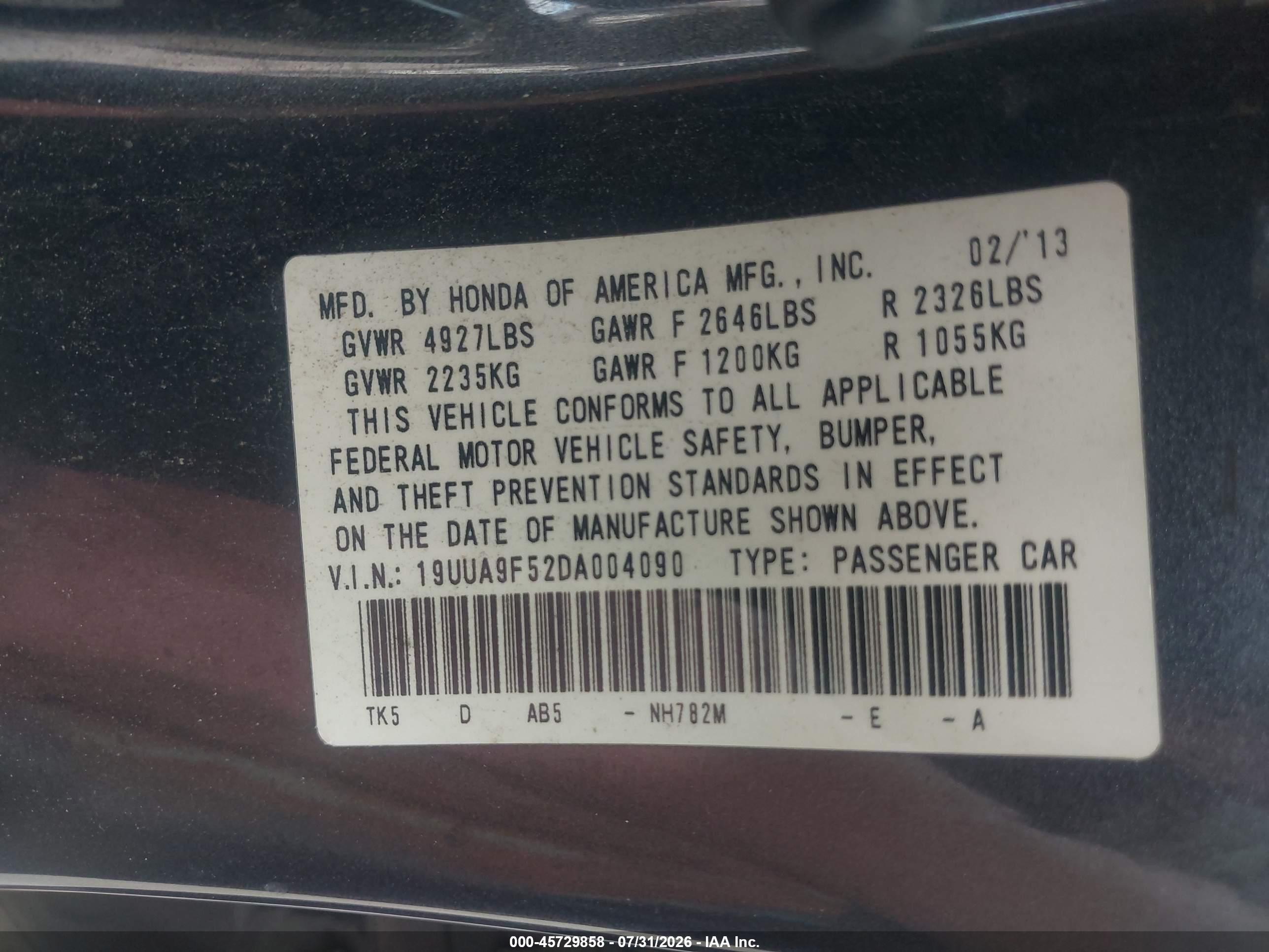 2013 Acura Tl 3.7 Gray vin: 19UUA9F52DA004090