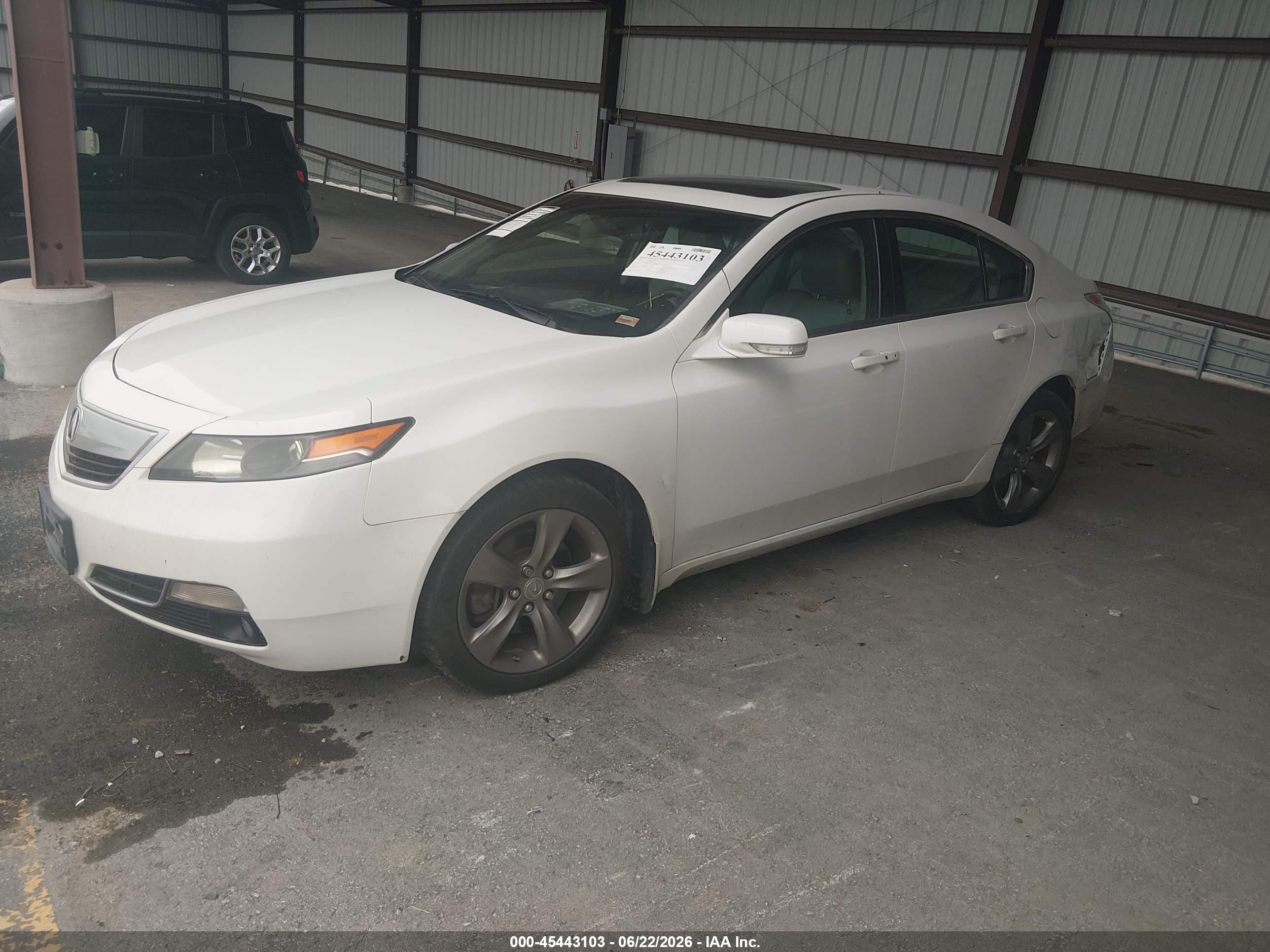 2013 Acura Tl 3.7 White vin: 19UUA9F52DA004641