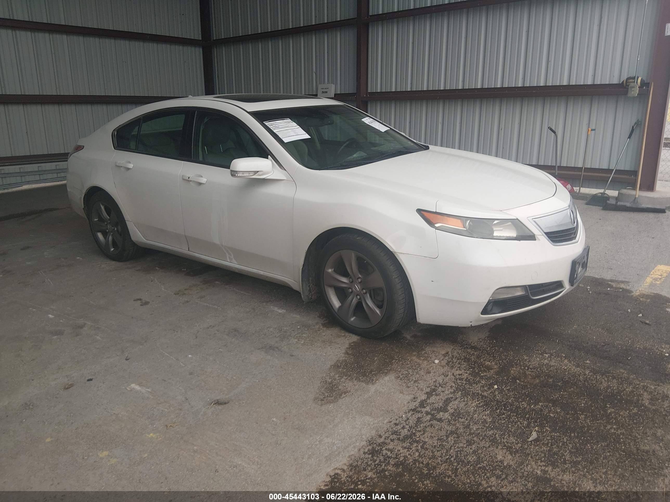 2013 Acura Tl 3.7 White vin: 19UUA9F52DA004641
