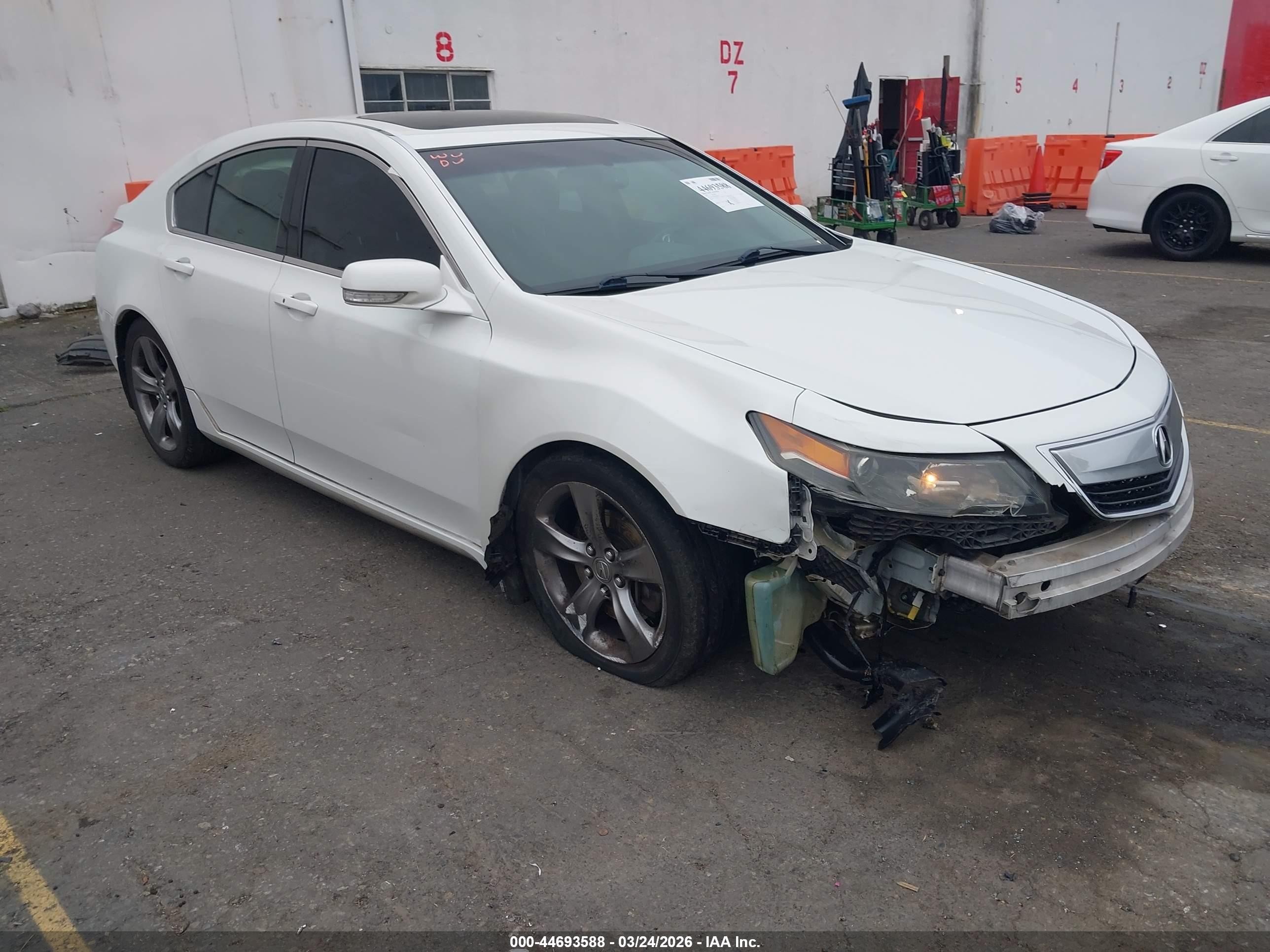 2013 Acura Tl 3.7 White vin: 19UUA9F52DA004896