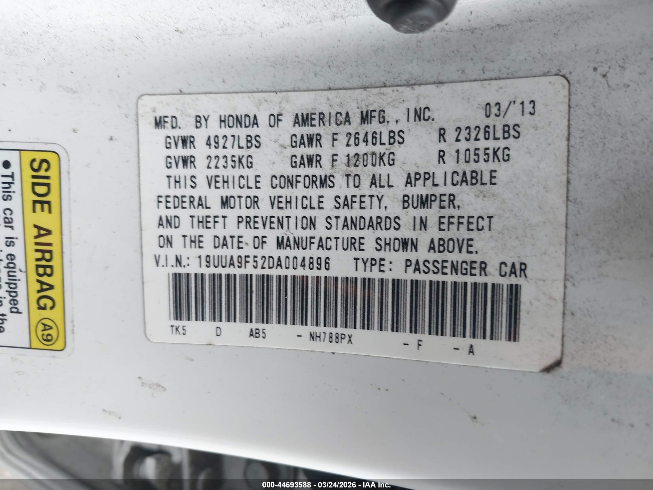 2013 Acura Tl 3.7 White vin: 19UUA9F52DA004896