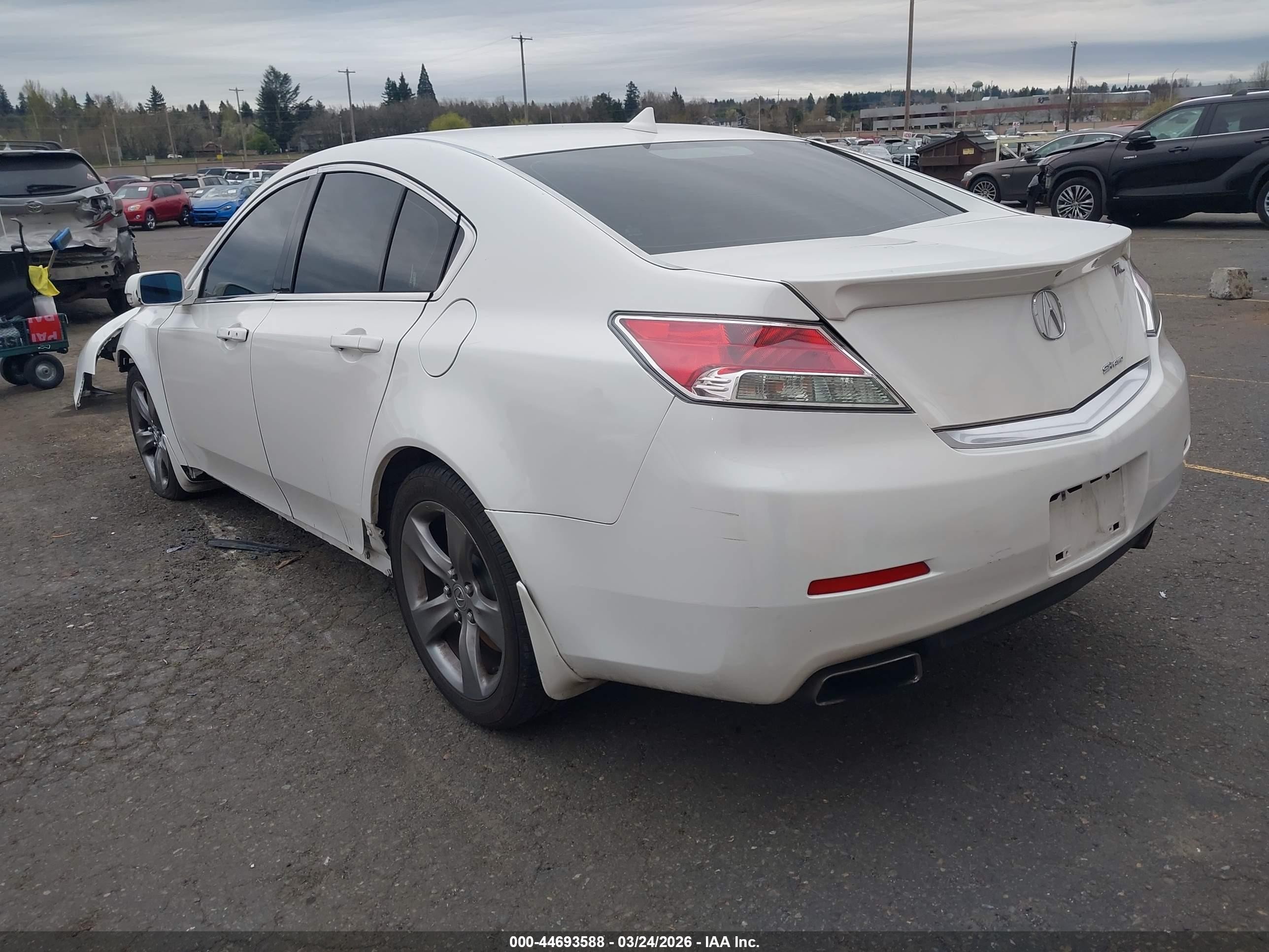 2013 Acura Tl 3.7 White vin: 19UUA9F52DA004896