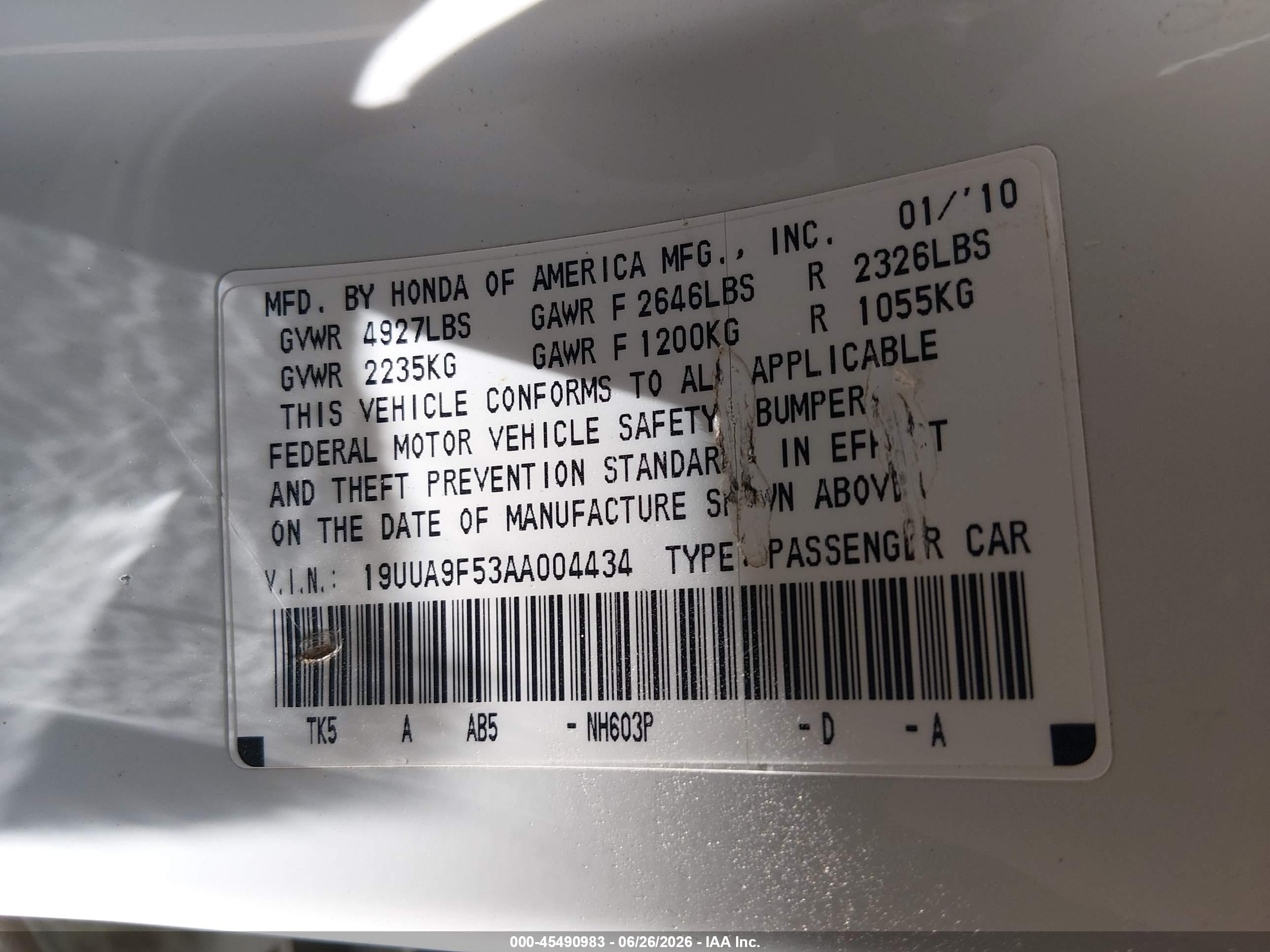 2010 Acura Tl 3.7 White vin: 19UUA9F53AA004434