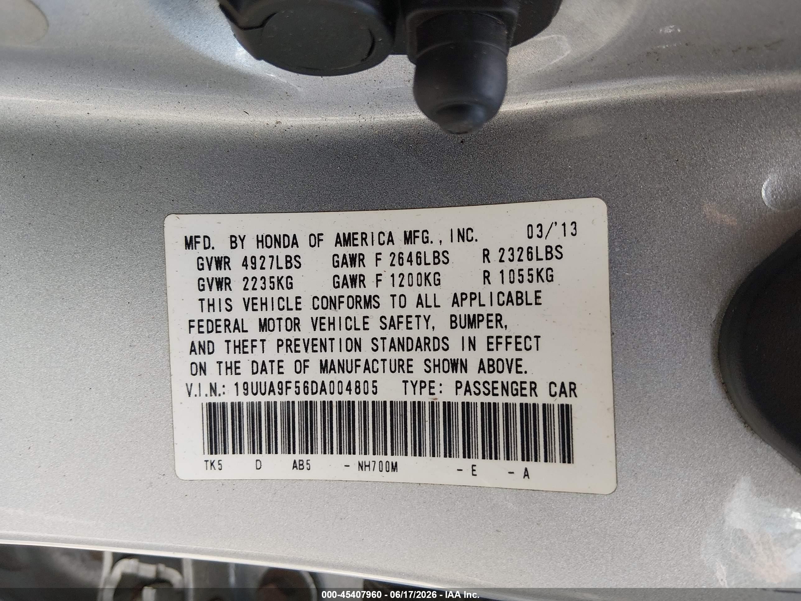 2013 Acura Tl 3.7 Silver vin: 19UUA9F56DA004805